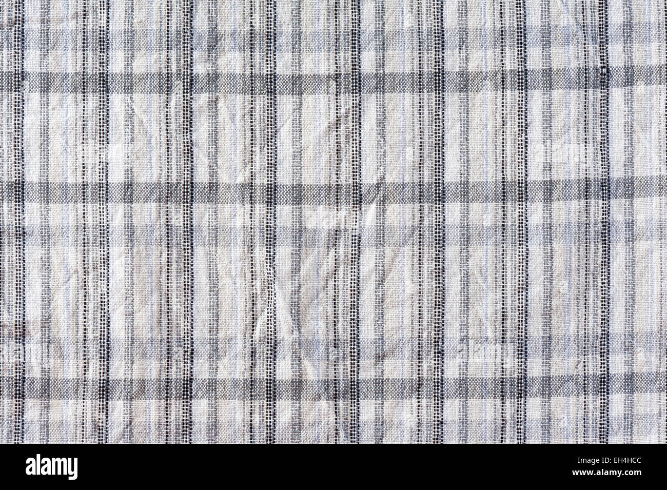 Gray checked creased cotton cloth texture Stock Photo
