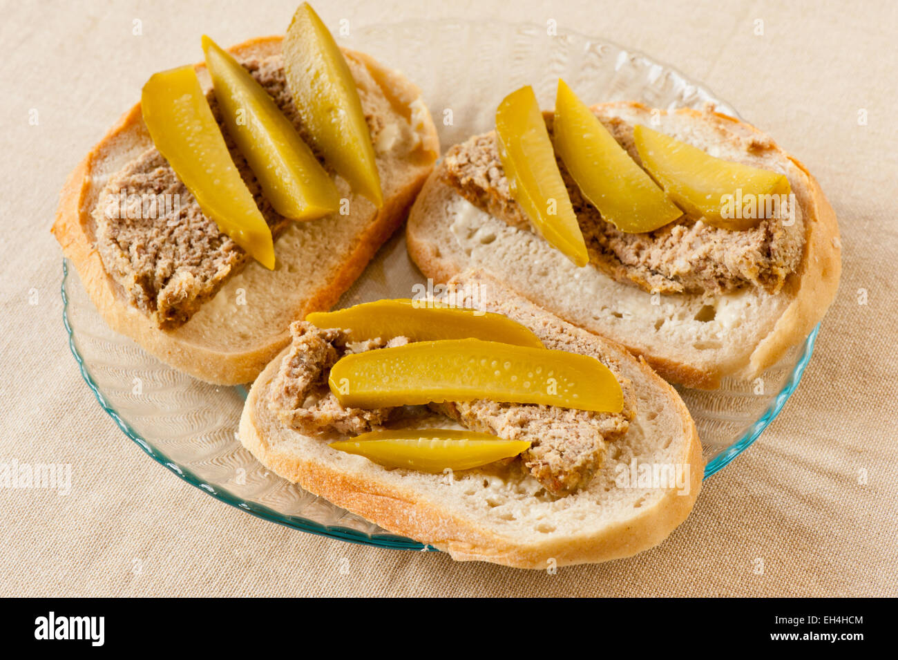 Sandwiches with pate and pickles Stock Photo Alamy
