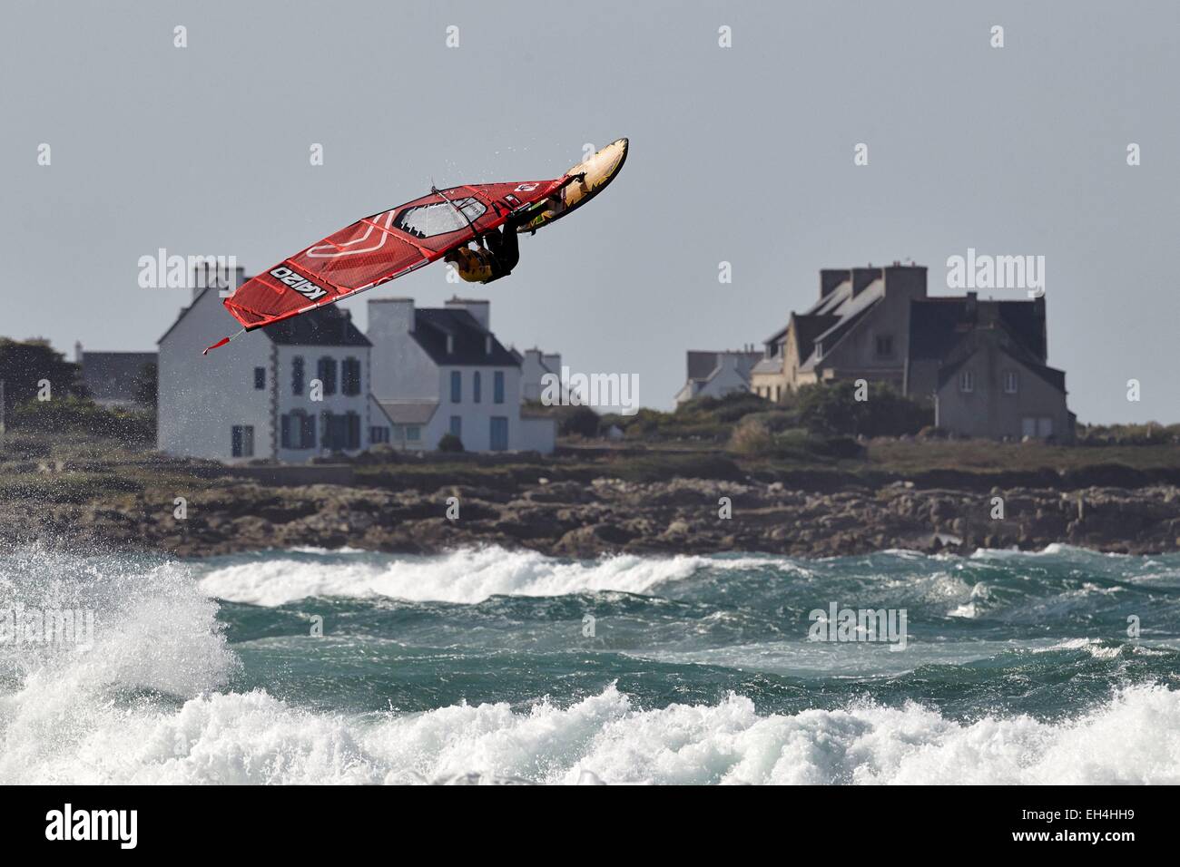 France, Finistere, Plomeur, Pointe de la Torche, WorldCup 2014 Windsurf, Wave Contest, STONE Jaeger (KA) Stock Photo