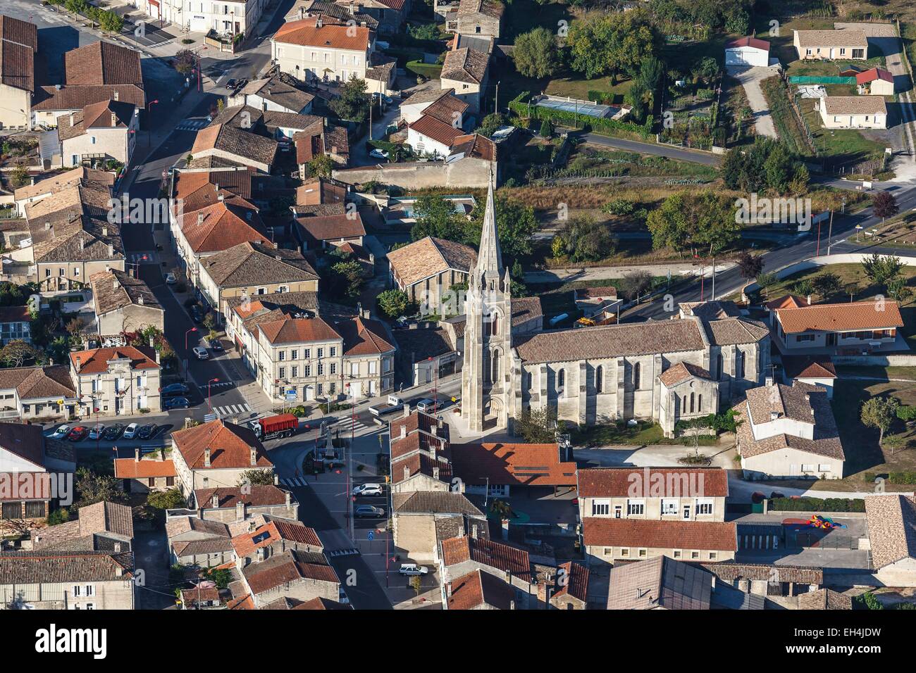 France, Gironde, Reignac, the village (aerial view) Stock Photo
