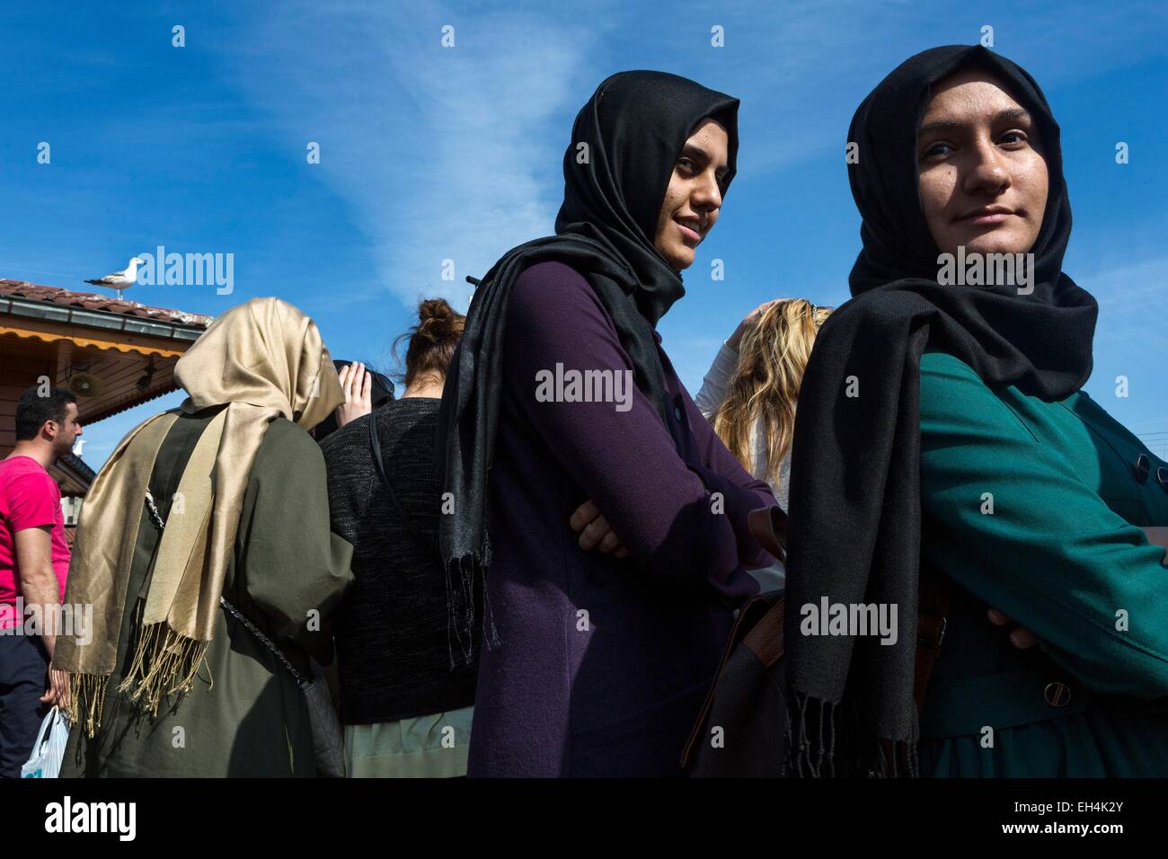 Turkey, Istanbul, Karakoy district, portrait of young Turkish women Stock Photo