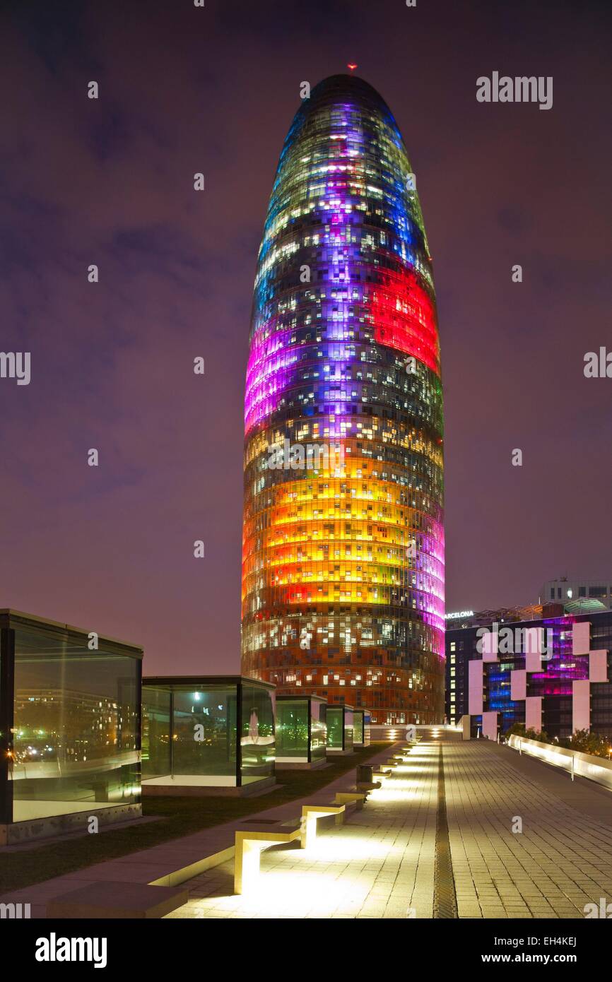 Spain, Catalonia, Barcelona, Agbar Tower by architect Jean Nouvel Stock