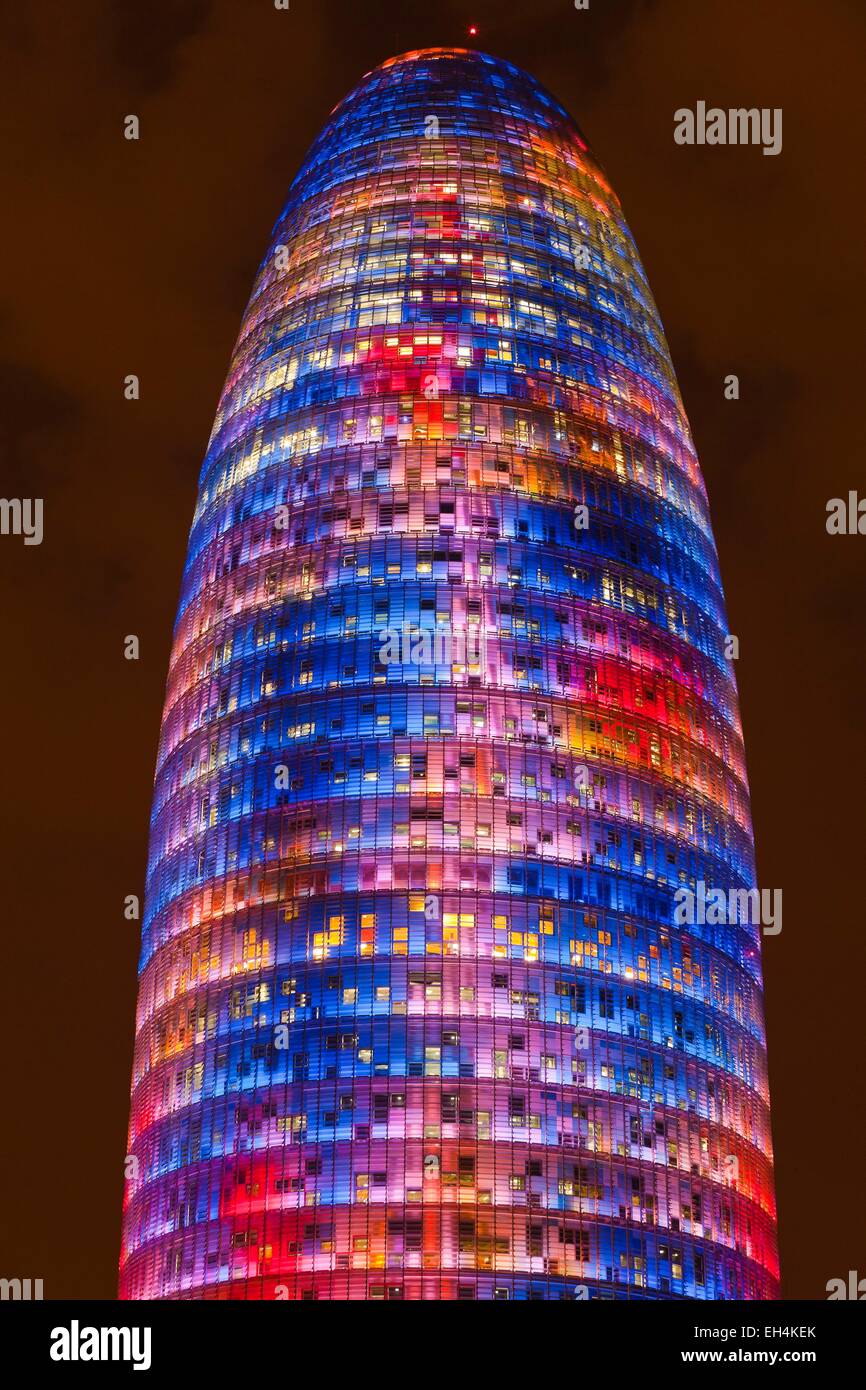 Spain, Catalonia, Barcelona, Agbar Tower by architect Jean Nouvel Stock
