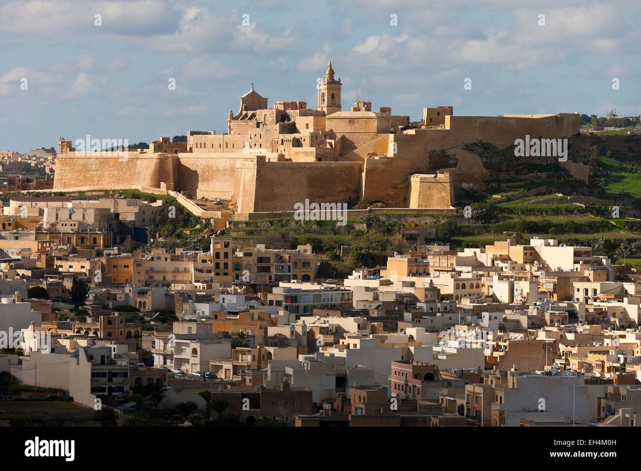 Malta, Gozo, Xaghra, the city and the fortress of Victoria (Rabat Stock Photo Alamy