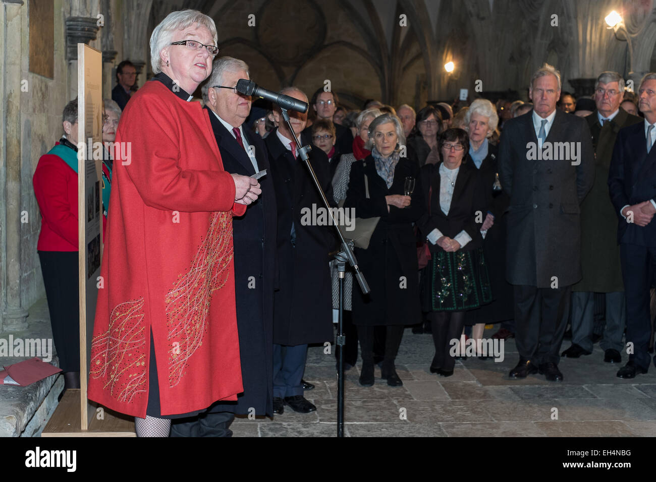 Salisbury, Wiltshire, UK. 6th March, 2015. Dean of Salisbury Reverend June Osborne  at opening the Cathedral’s new Magna Carta Exhibition. Credit:  Paul Chambers/Alamy Live News Stock Photo