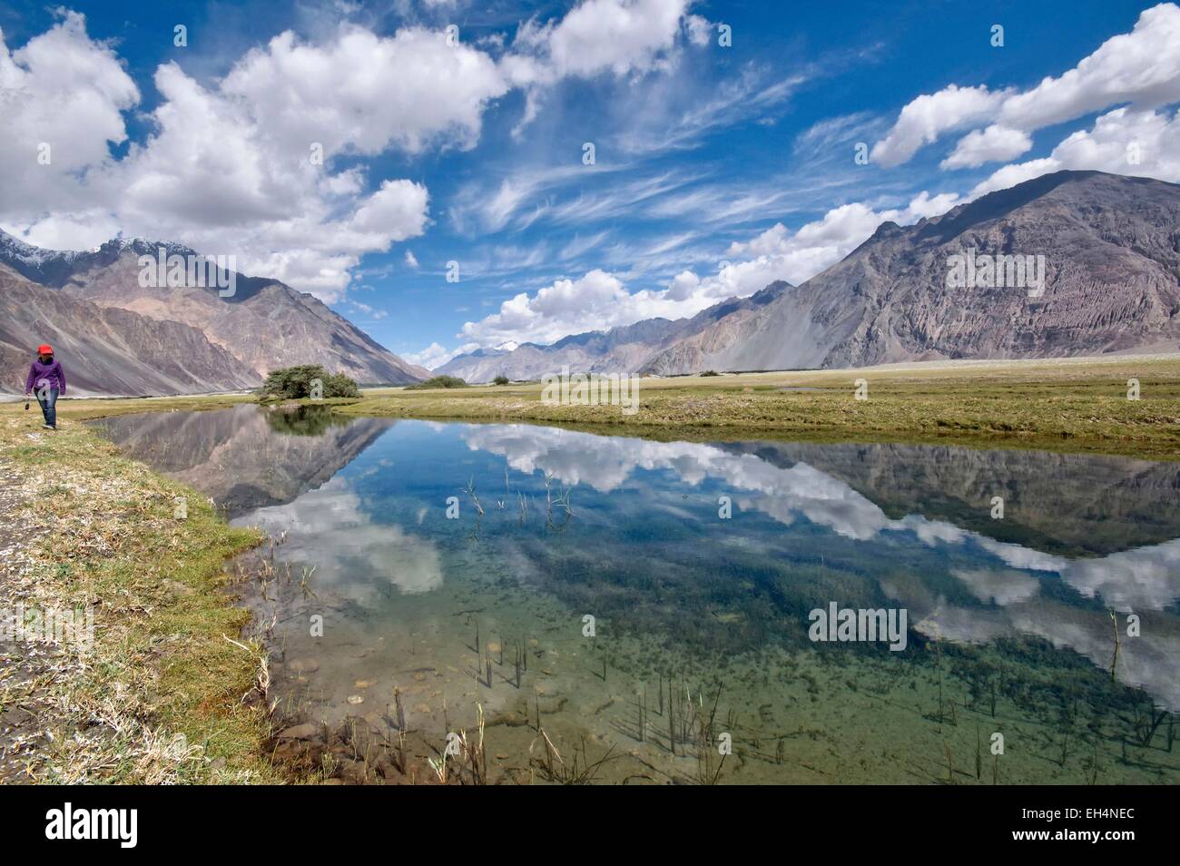 India, Jammu and Kashmir, Ladakh, Nubra, Hunder, The Nubra valley at an altitude of 3000m Stock Photo