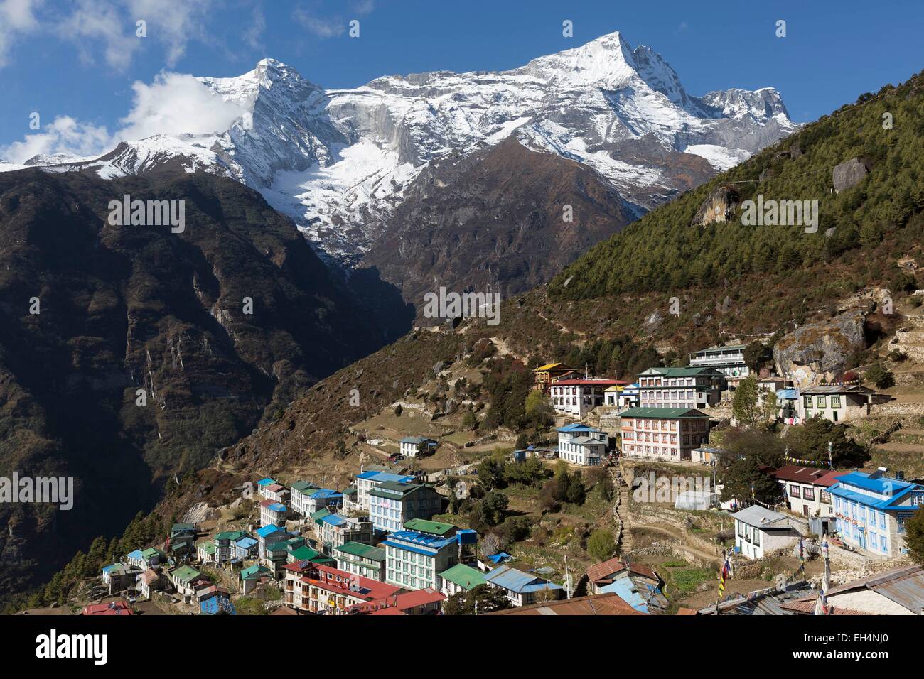 Nepal, Sagarmatha National Park, listed as World Heritage by UNESCO, Solu Khumbu District, Everest region, Namche Bazar Stock Photo
