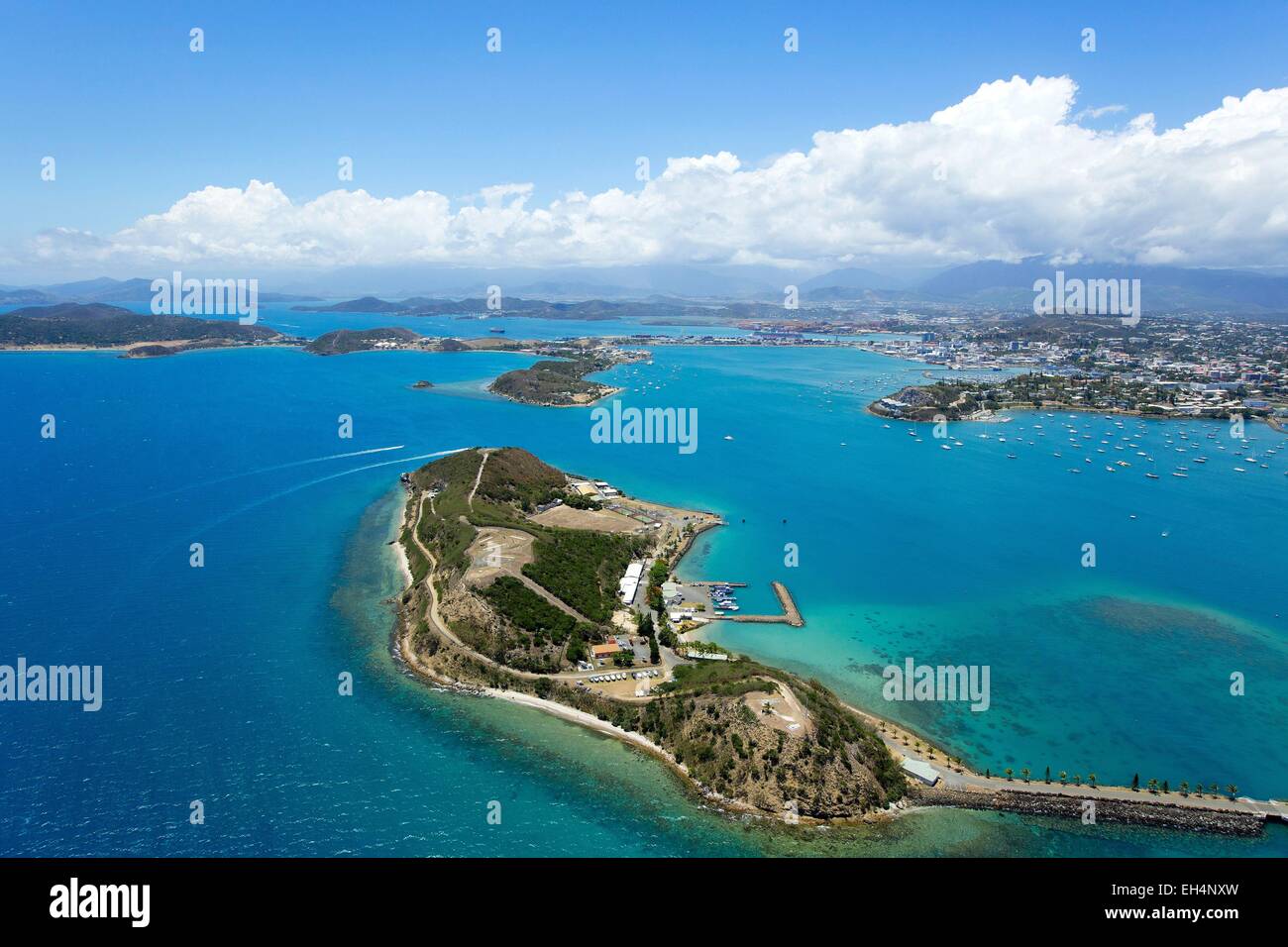 France, New Caledonia, Grande-Terre, Southern Province, Noumea, Moselle Bay (aerial view) Stock Photo