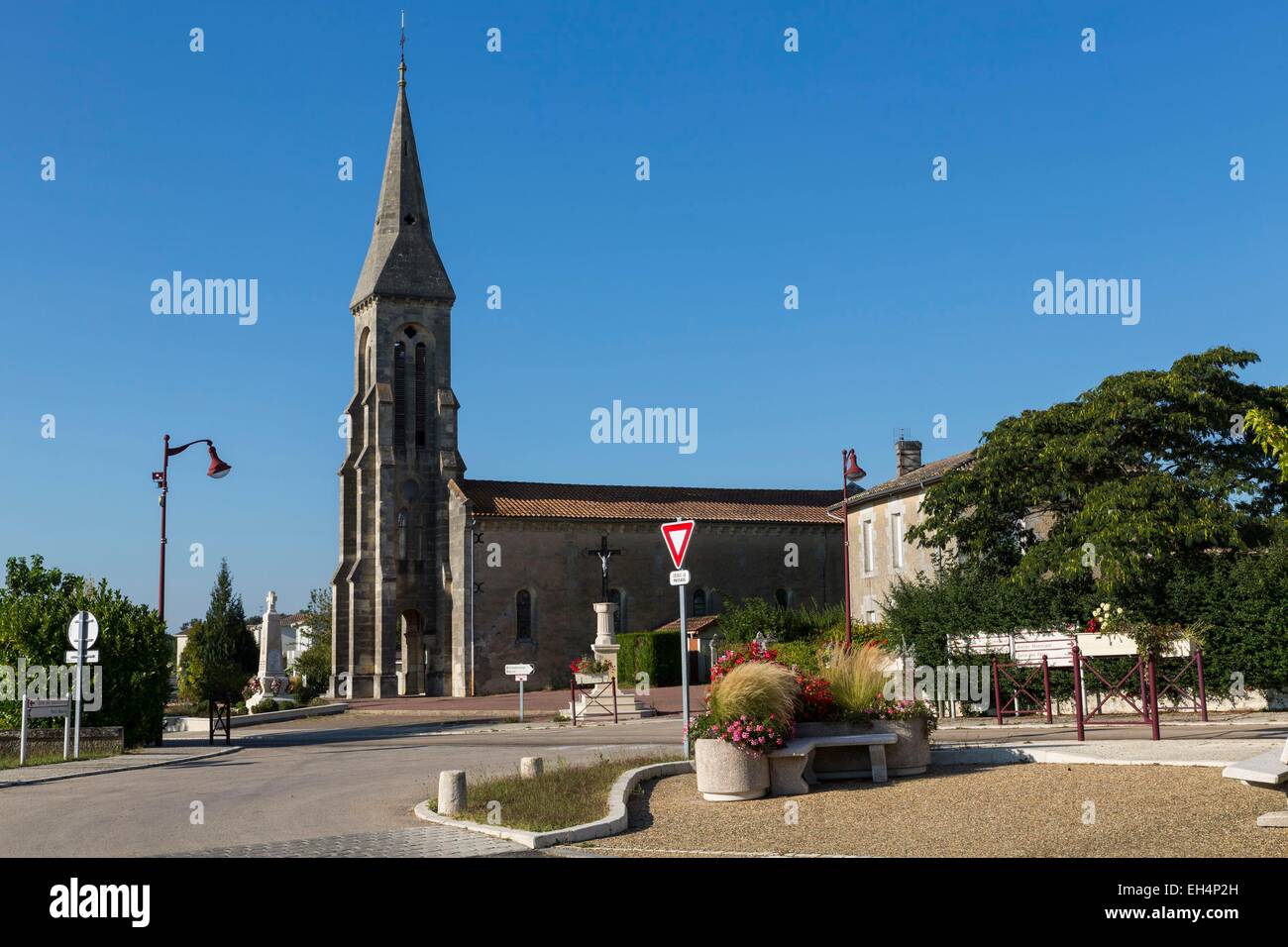 France, Gironde, Saint Caprais de Blaye, Church Stock Photo