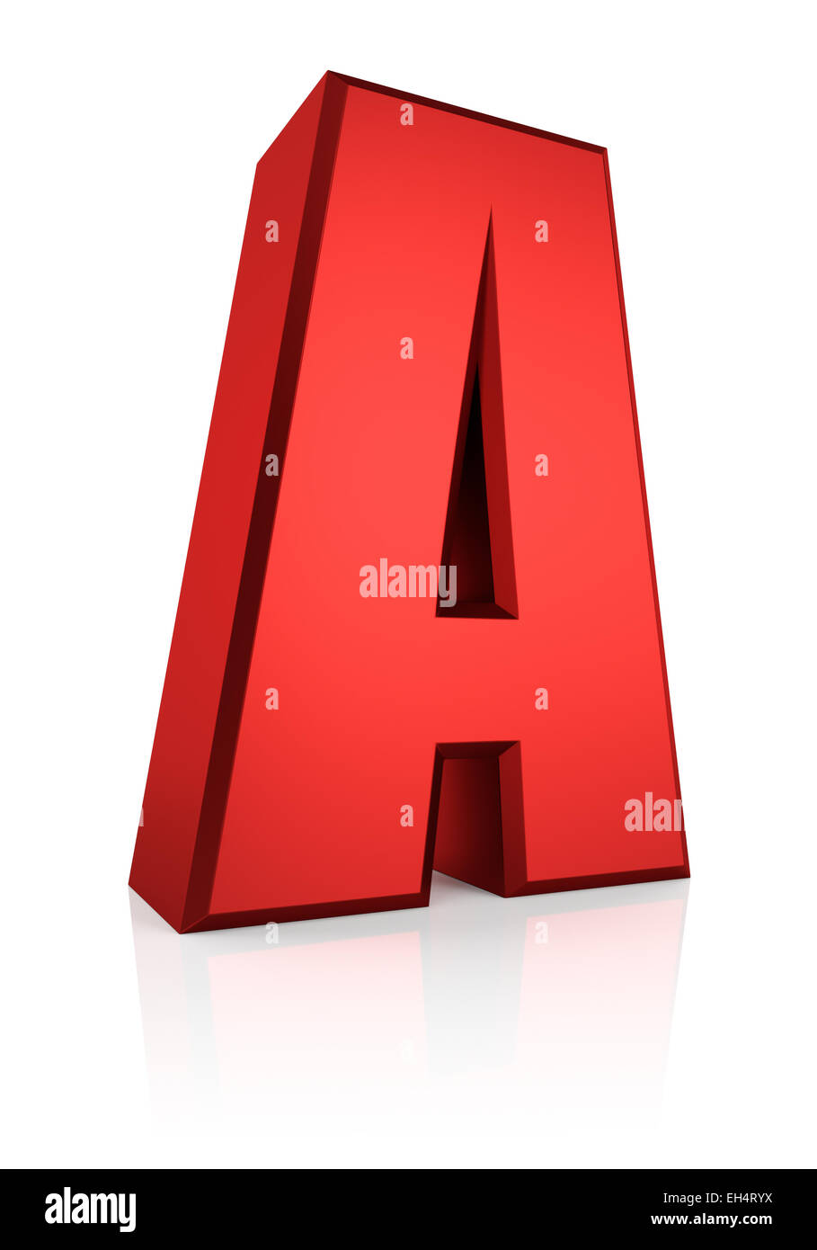 3d rendering red letter A isolated on white background Stock Photo