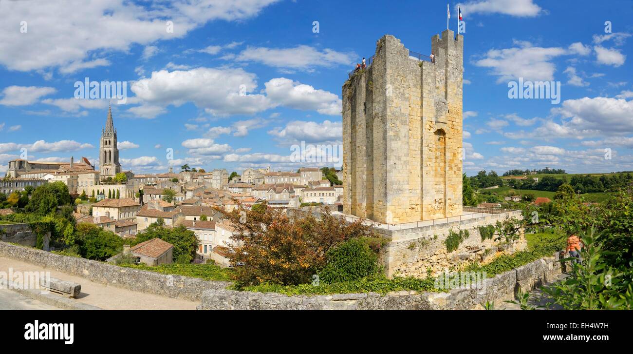 France, Gironde, Saint Emilion, listed as World Heritage by UNESCO, monolithic church Stock Photo