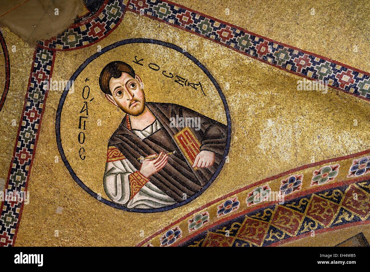 Greece, Central Greece, Sterea Ellada, Boeotia (Beotia), Religious mosaics inside Moni Osios (Hosios) Loukas, Byzantine Monastery of Saint Luke, listed as World Heritage by UNESCO Stock Photo