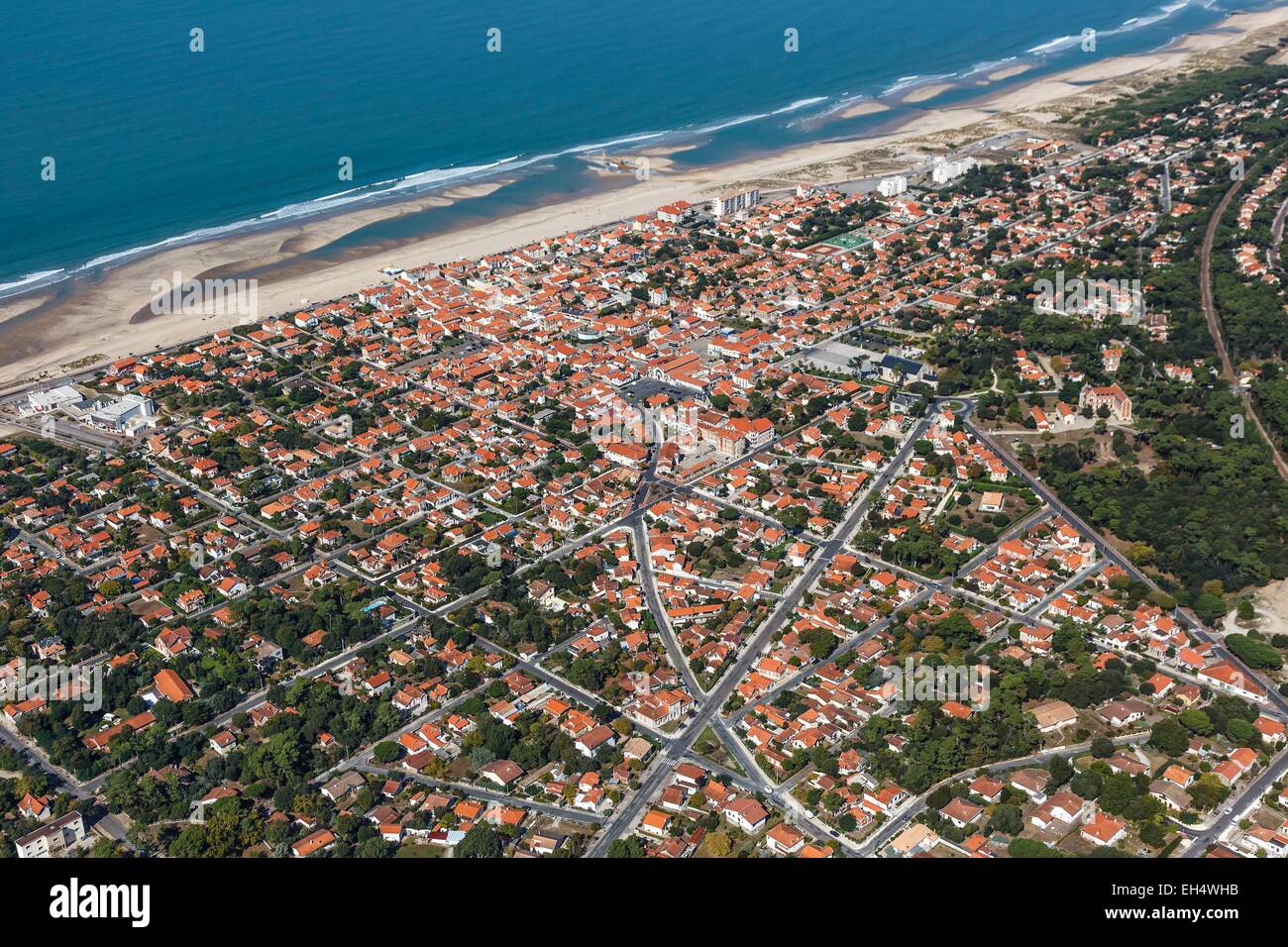 France, Gironde, Soulac sur Mer, the seaside resort (aerial view) Stock Photo