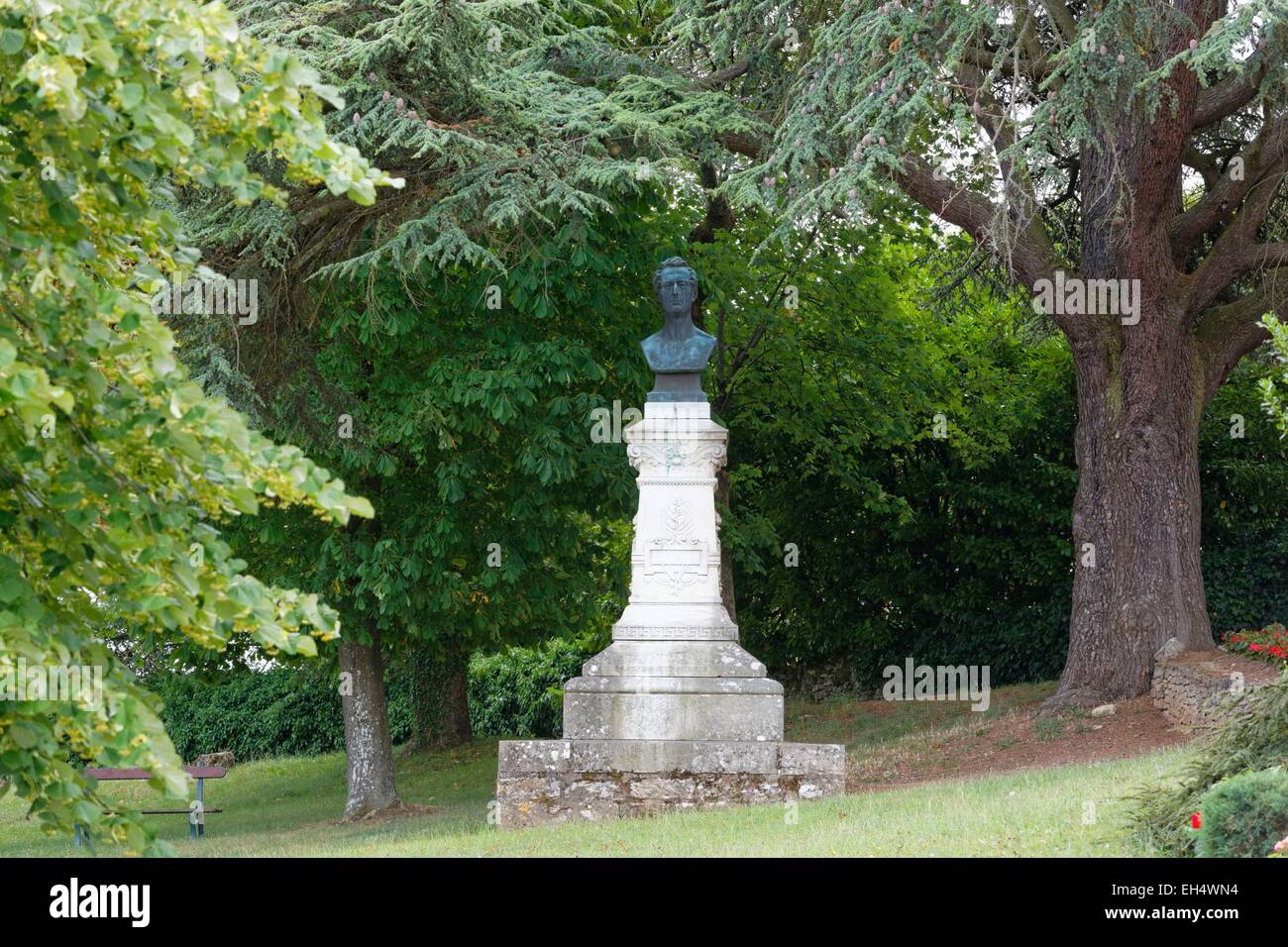 France, Saone et Loire, Milly Lamartine, statue of Alphonse de Lamartine Stock Photo