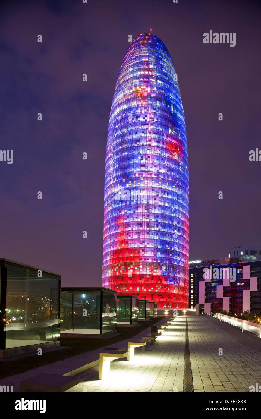 Spain, Catalonia, Barcelona, Agbar Tower by architect Jean Nouvel Stock