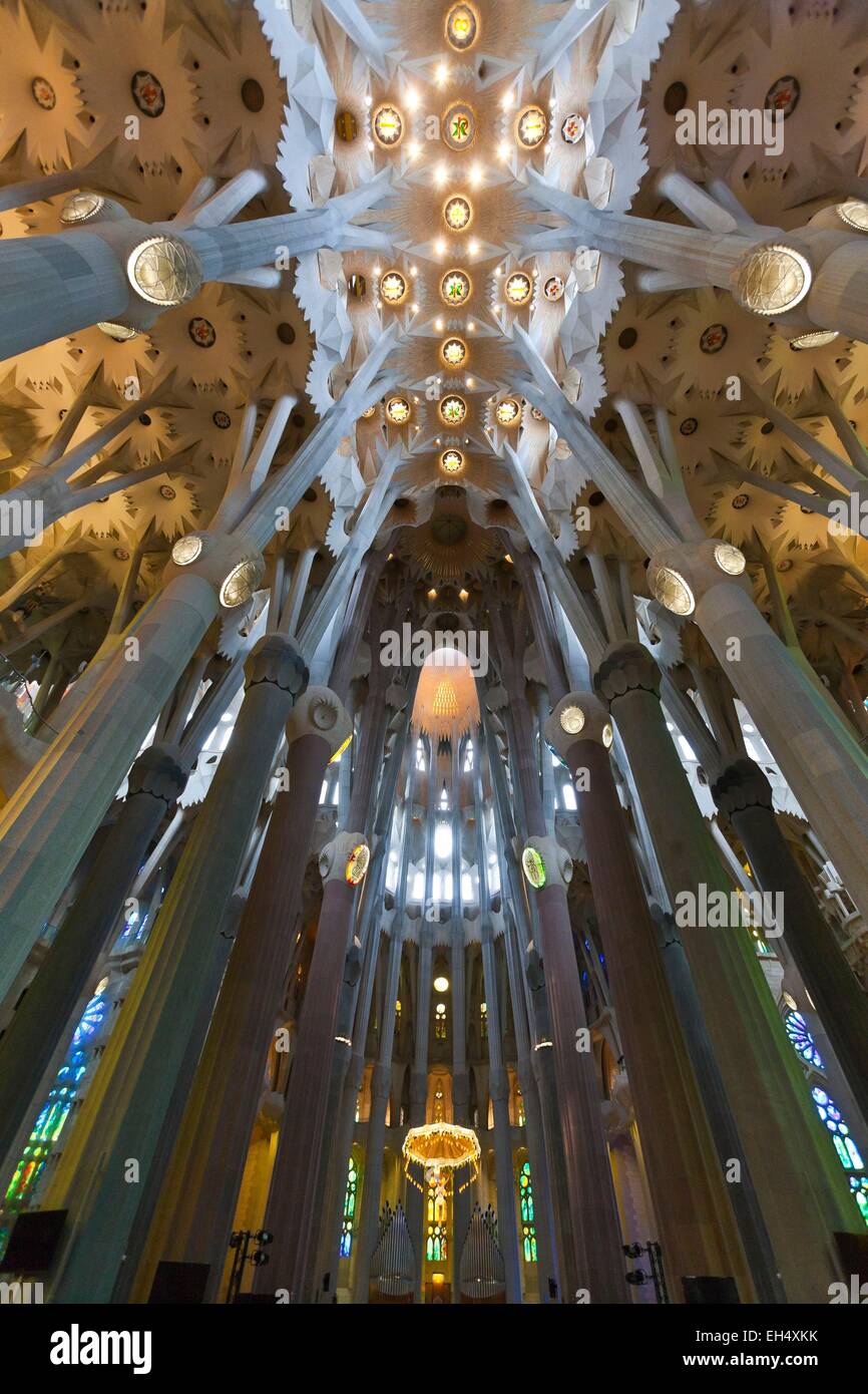 Spain, Catalonia, Barcelona, Sagrada Familia church, Antoni Gaudi's masterpiece, listed as World Heritage by UNESCO Stock Photo