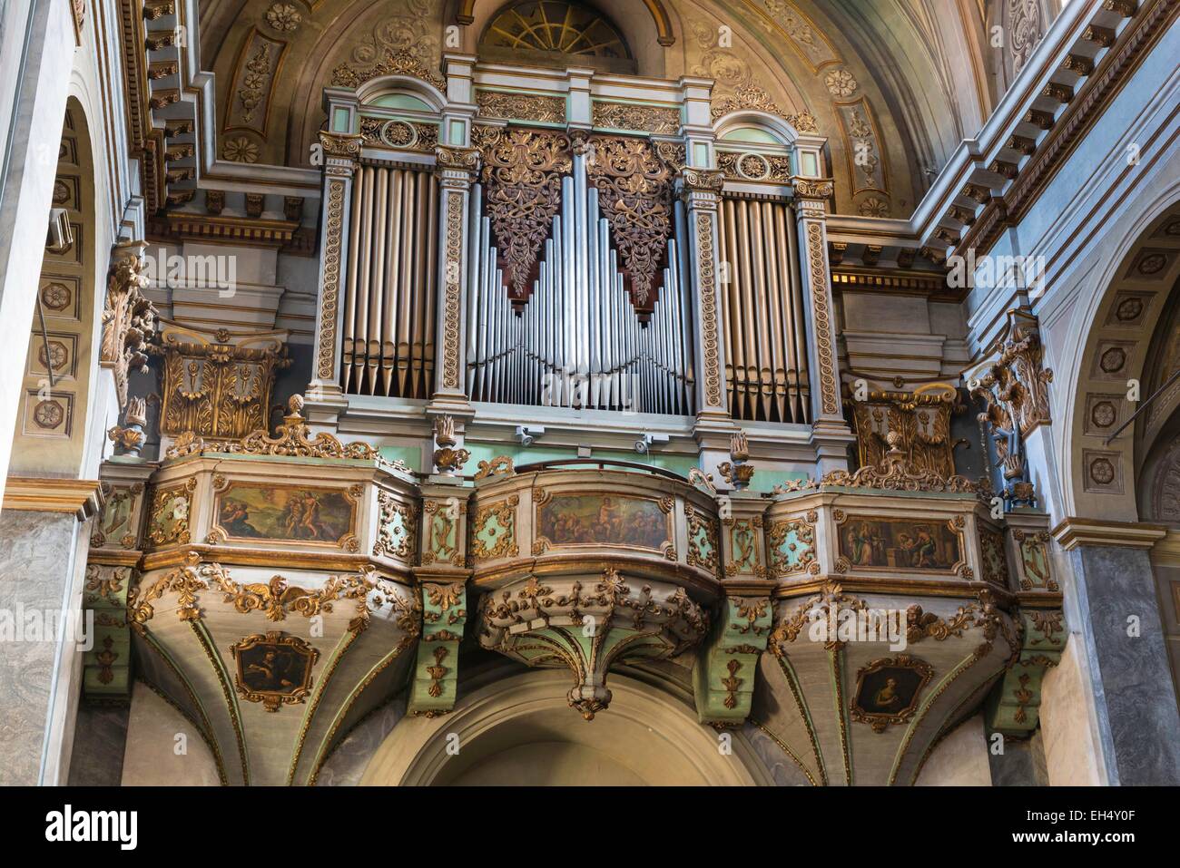 France, Haute Corse, Bastia, Notre Dame de Monserato church, the Santa Scala, the organ Stock Photo