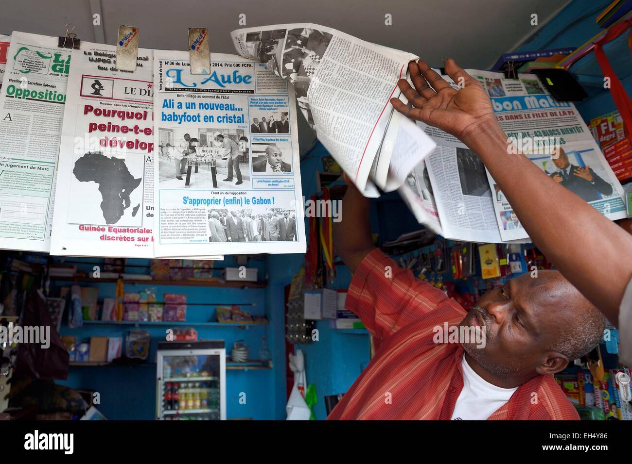 Gabon, Libreville, Port Mole, newsstand Stock Photo