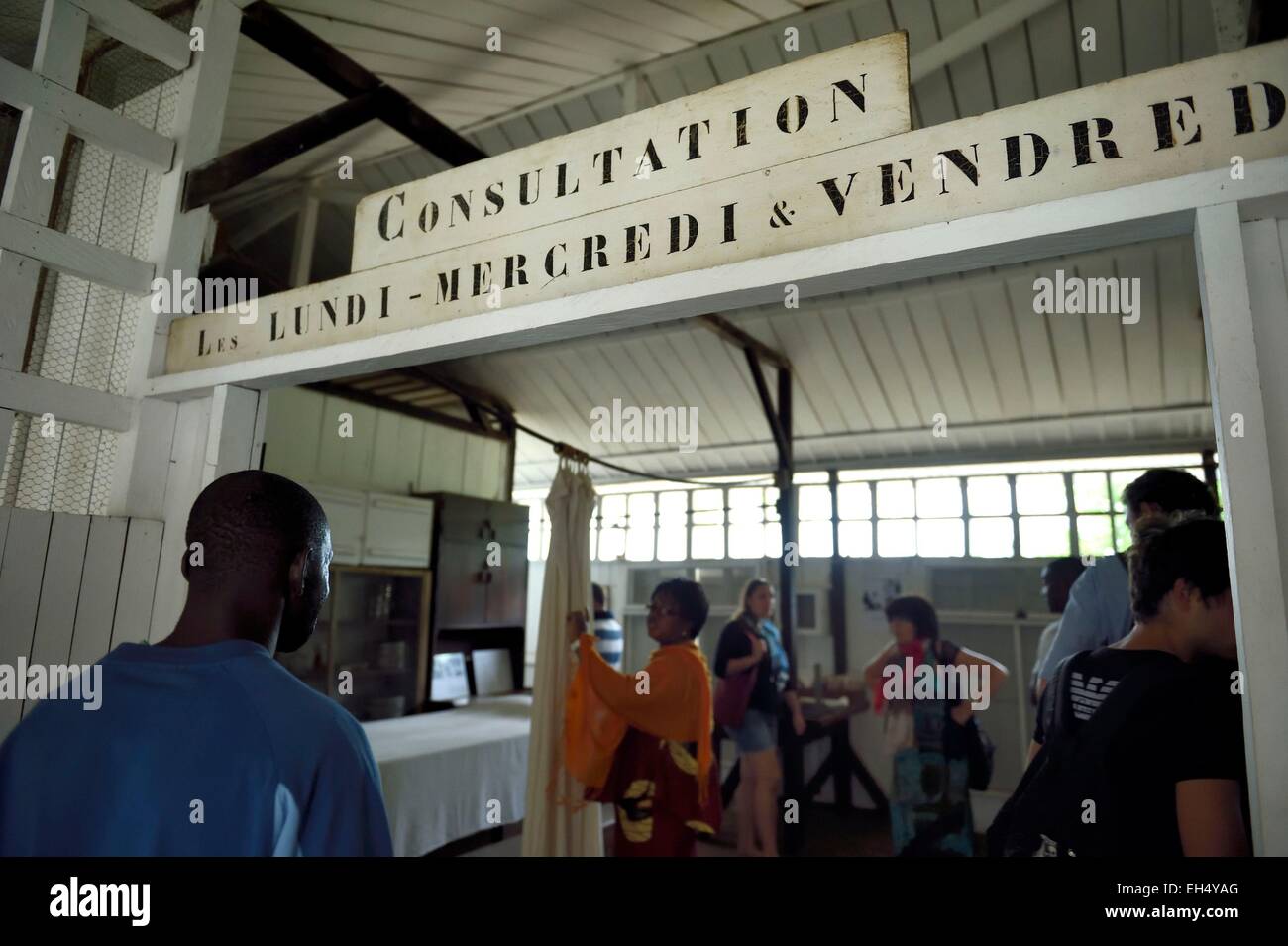 Gabon, Moyen-Ogooue Province, Lambarene, the former Albert Schweitzer Hospital now a museum, the Grand Pharmacy (polyclinic), the consulting room Stock Photo