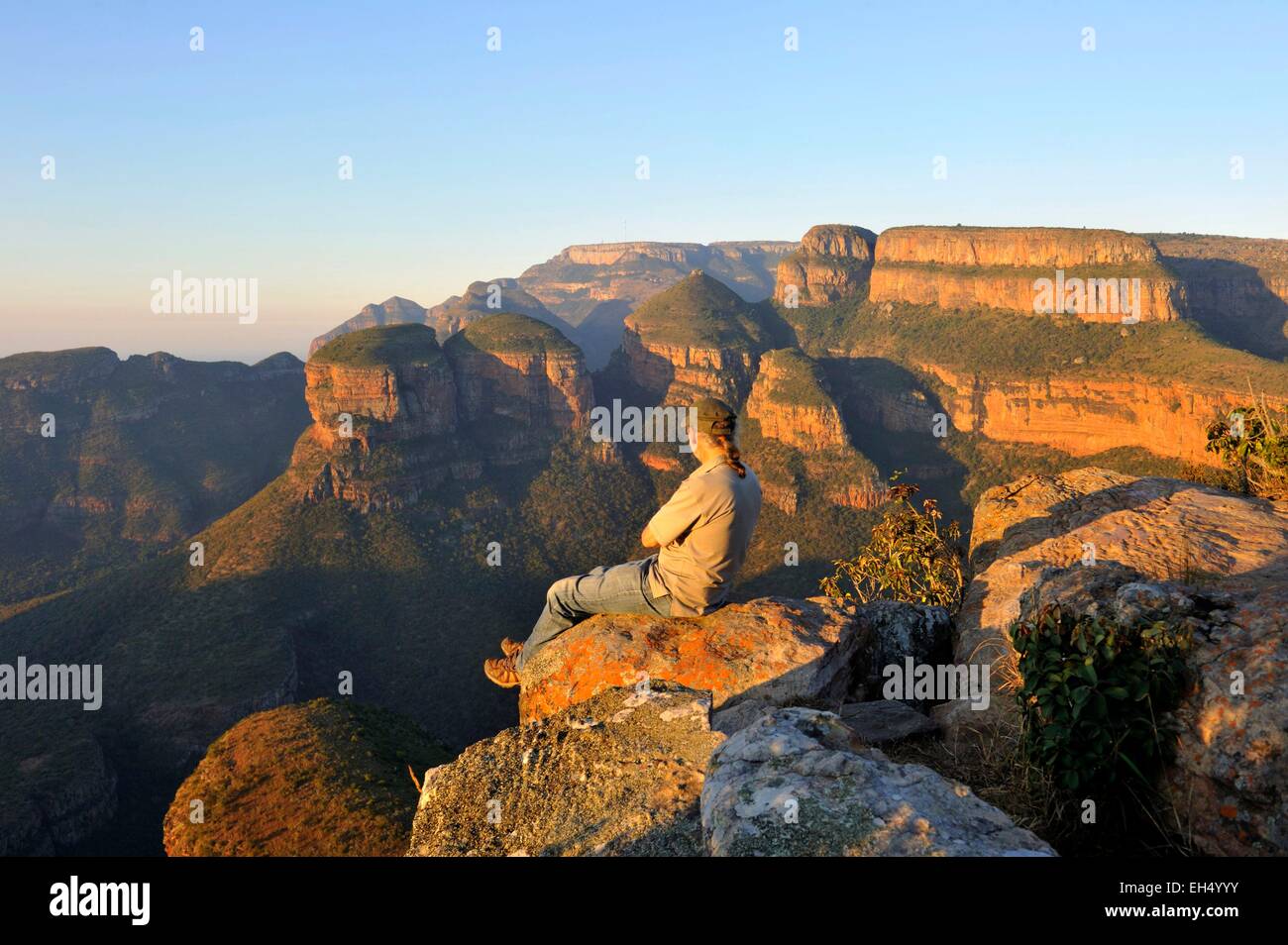 South Africa, Mpumalanga, Drakensberg Escarpment, Blyde River Canyon, Three Rondavels Stock Photo