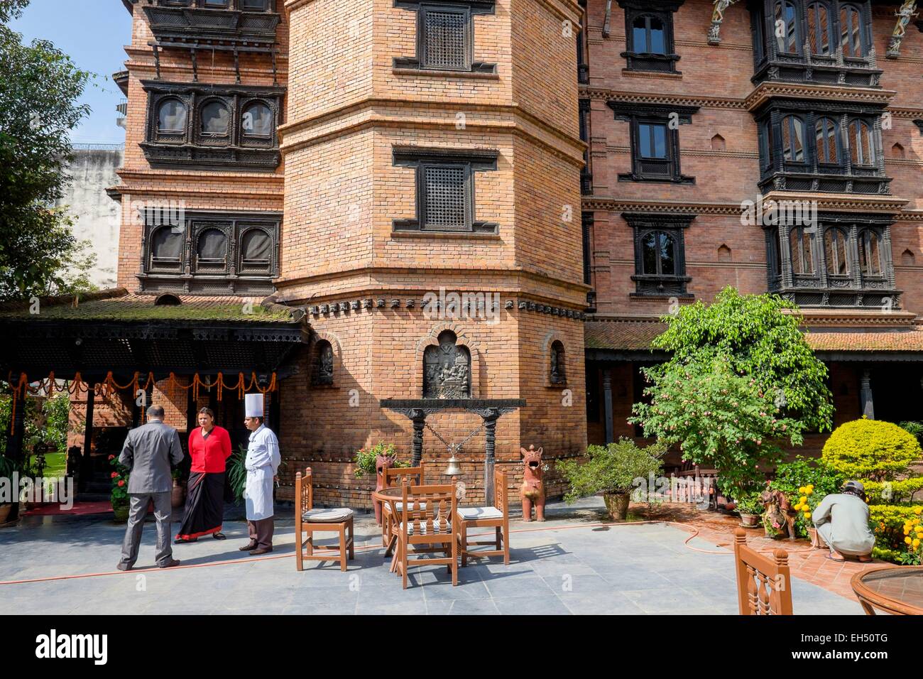 Nepal, Kathmandu valley, listed as World Heritage by UNESCO, Bagmati zone, Kathmandu, Kantipur Temple House boutique hotel with a traditional Newar architecture Stock Photo