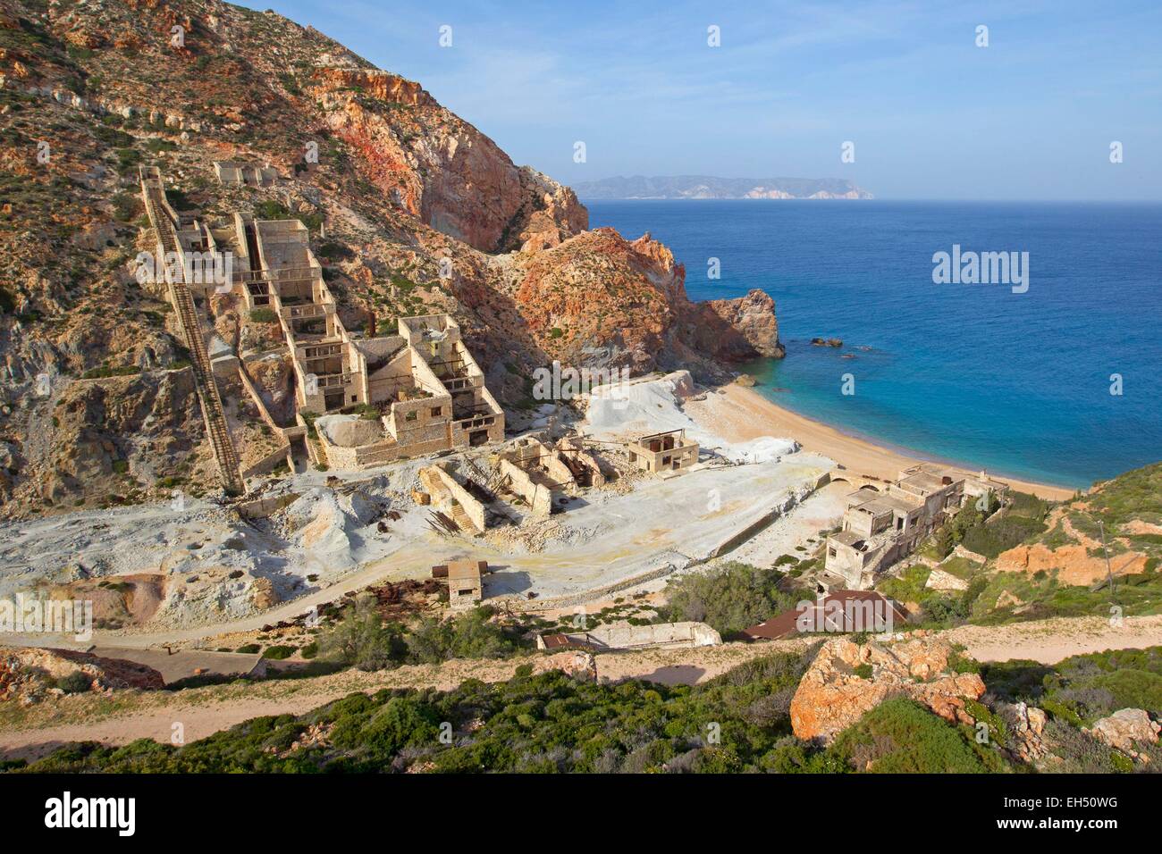 Greece, Cyclades, Island of Milos, Brownfield, Thiafes, sulphide mine Stock Photo