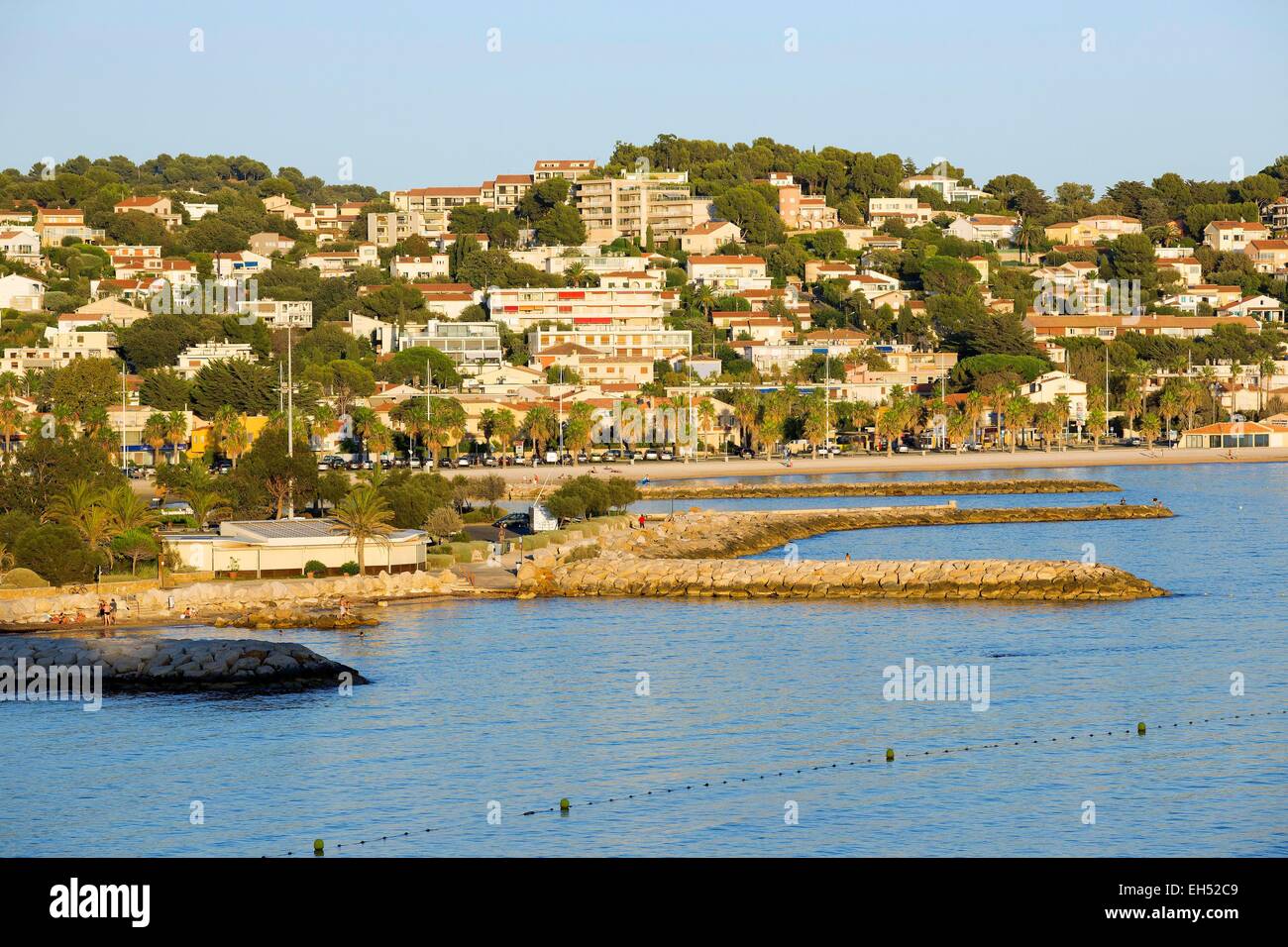 France, Var, Sanary sur Mer, the port, Six Fours Les Plages background  Stock Photo - Alamy