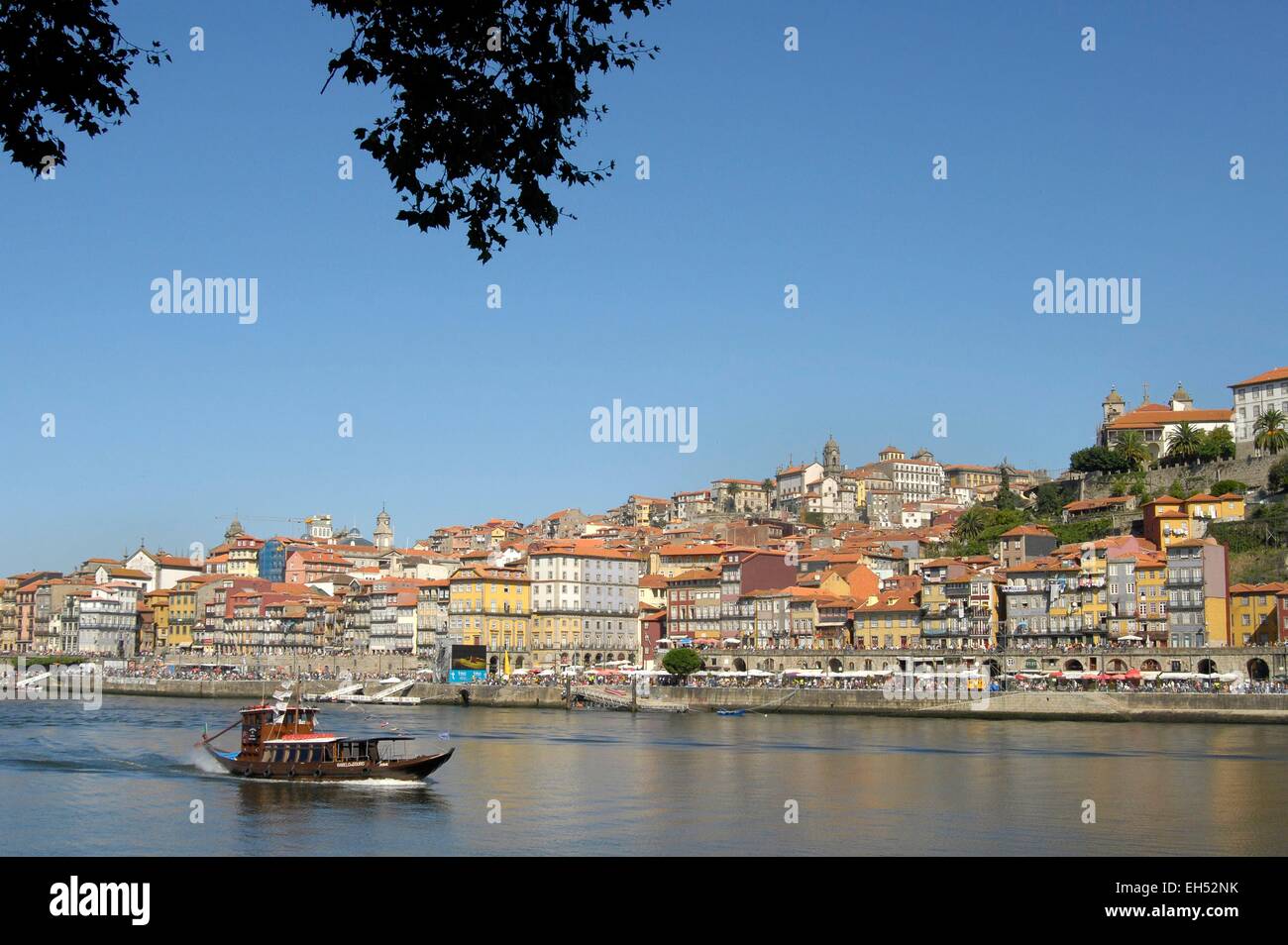 Portugal, North Region, Porto, historical center listed as World Heritage by UNESCO, Cais de Ribeira historic district, a rabelos Stock Photo