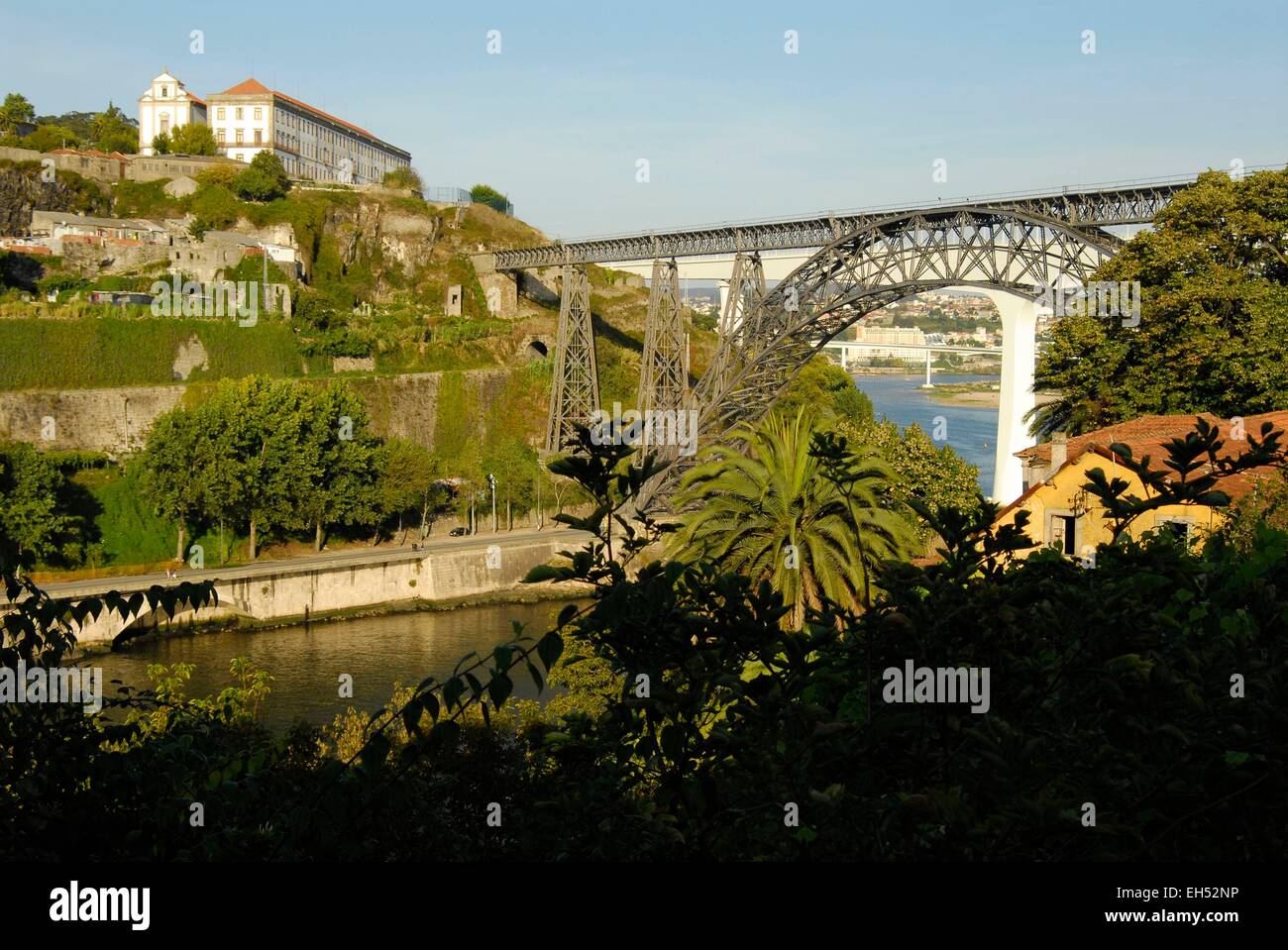 Portugal, North Region, Porto, historical center listed as World Heritage by UNESCO, the Eiffel bridge over the Douro River Stock Photo