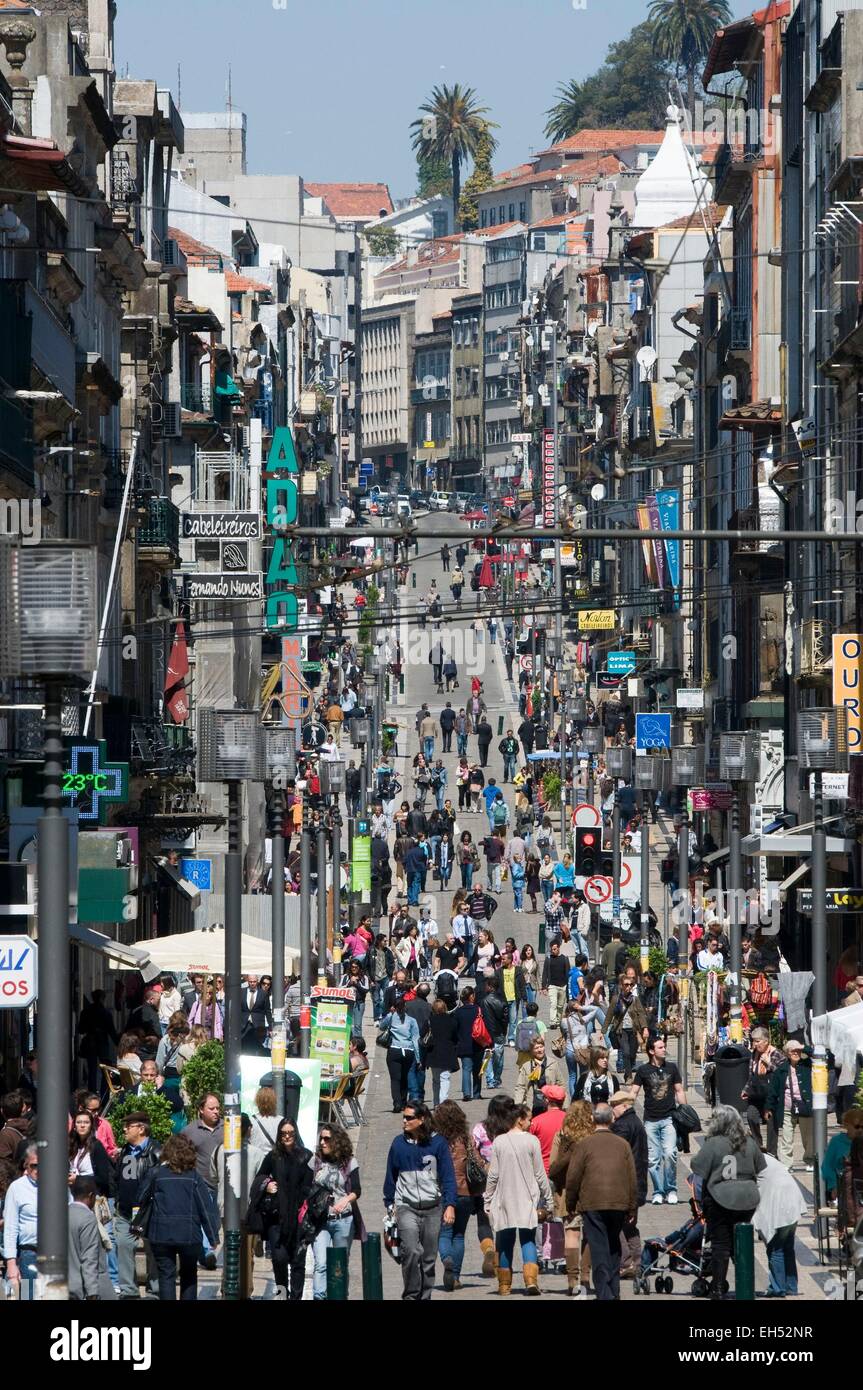 Portugal, North Region, Porto, historical center listed as World Heritage by UNESCO, Sainte Catherine Street crowd Stock Photo