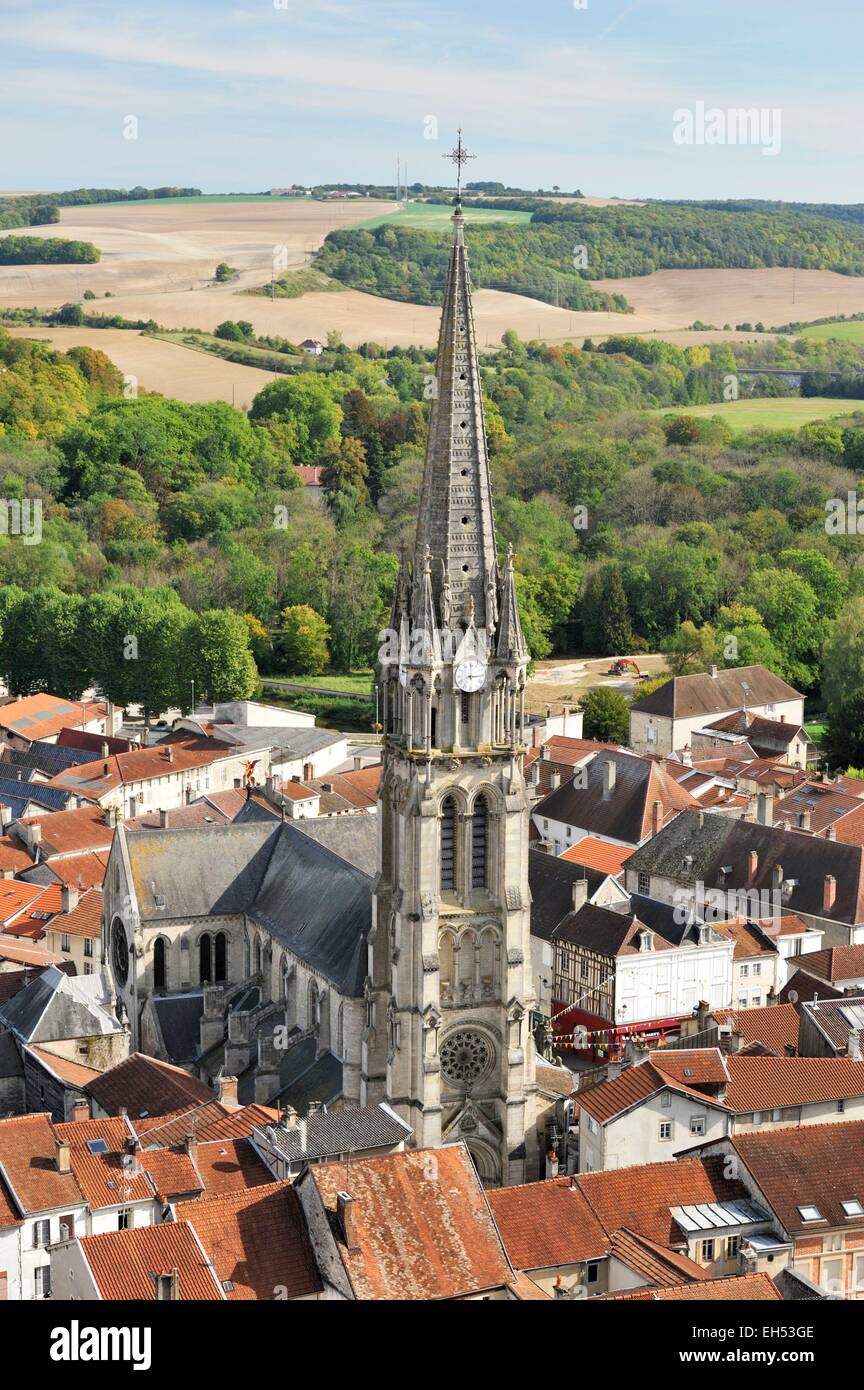 France, Haute Marne, Joinville, view on Joinville and the church of Our
