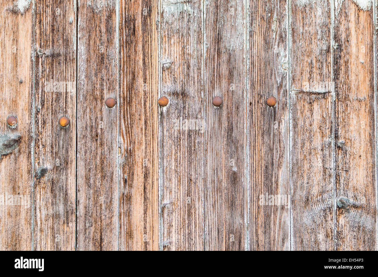 Panel of old wood with nails Stock Photo