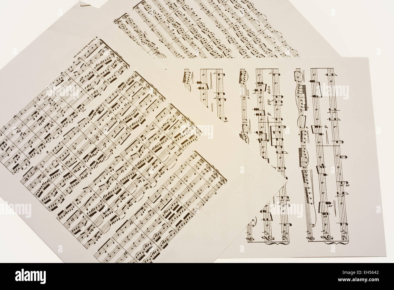 Paper sheets with old musical notes closeup Stock Photo - Alamy