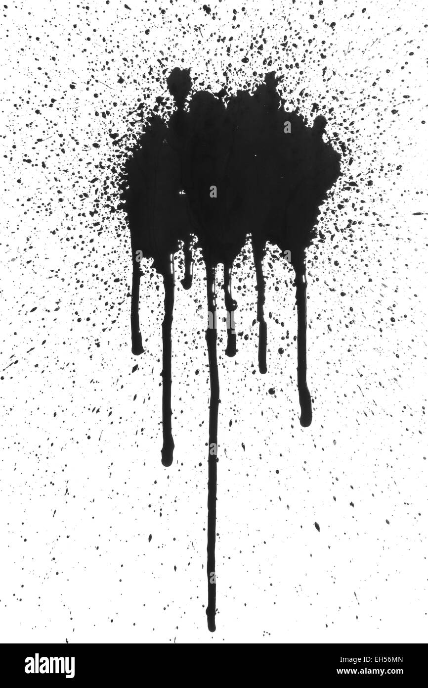 Ink or oil splat and drips Stock Photo