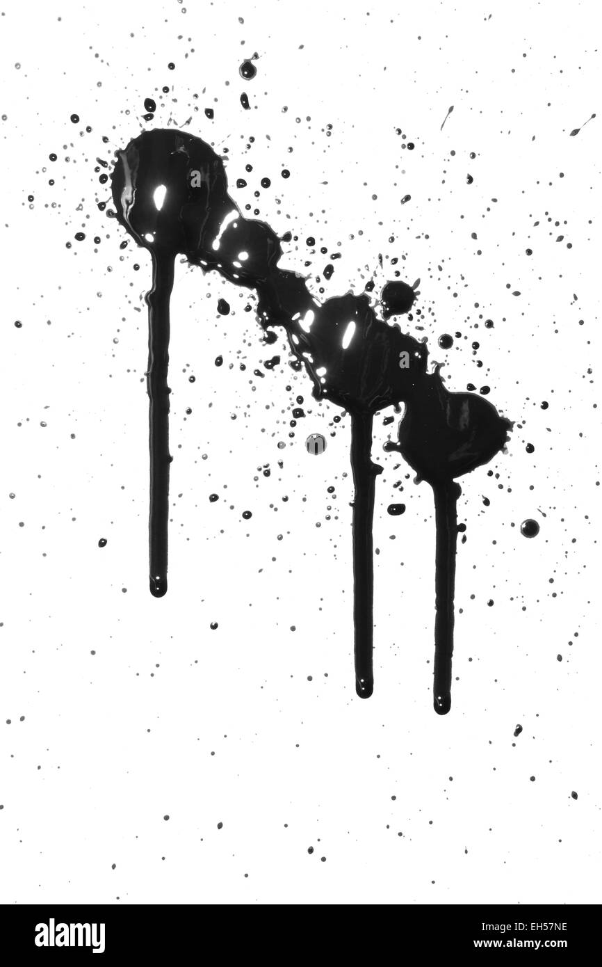 Ink or oil splat and drips Stock Photo