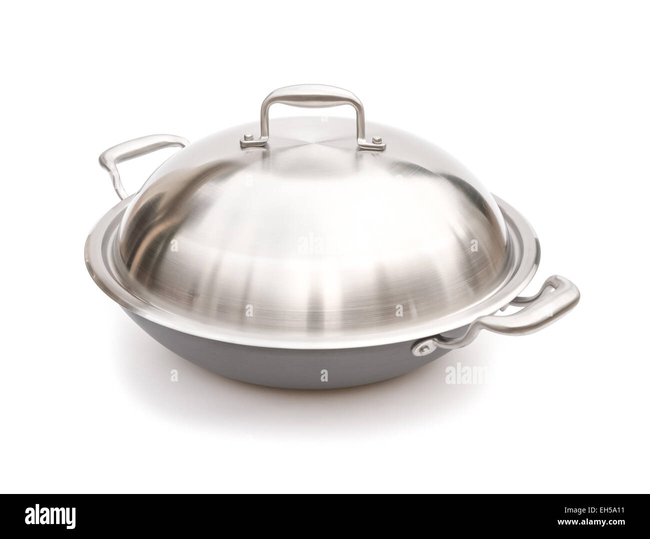 wok with lid on white with clipping path Stock Photo