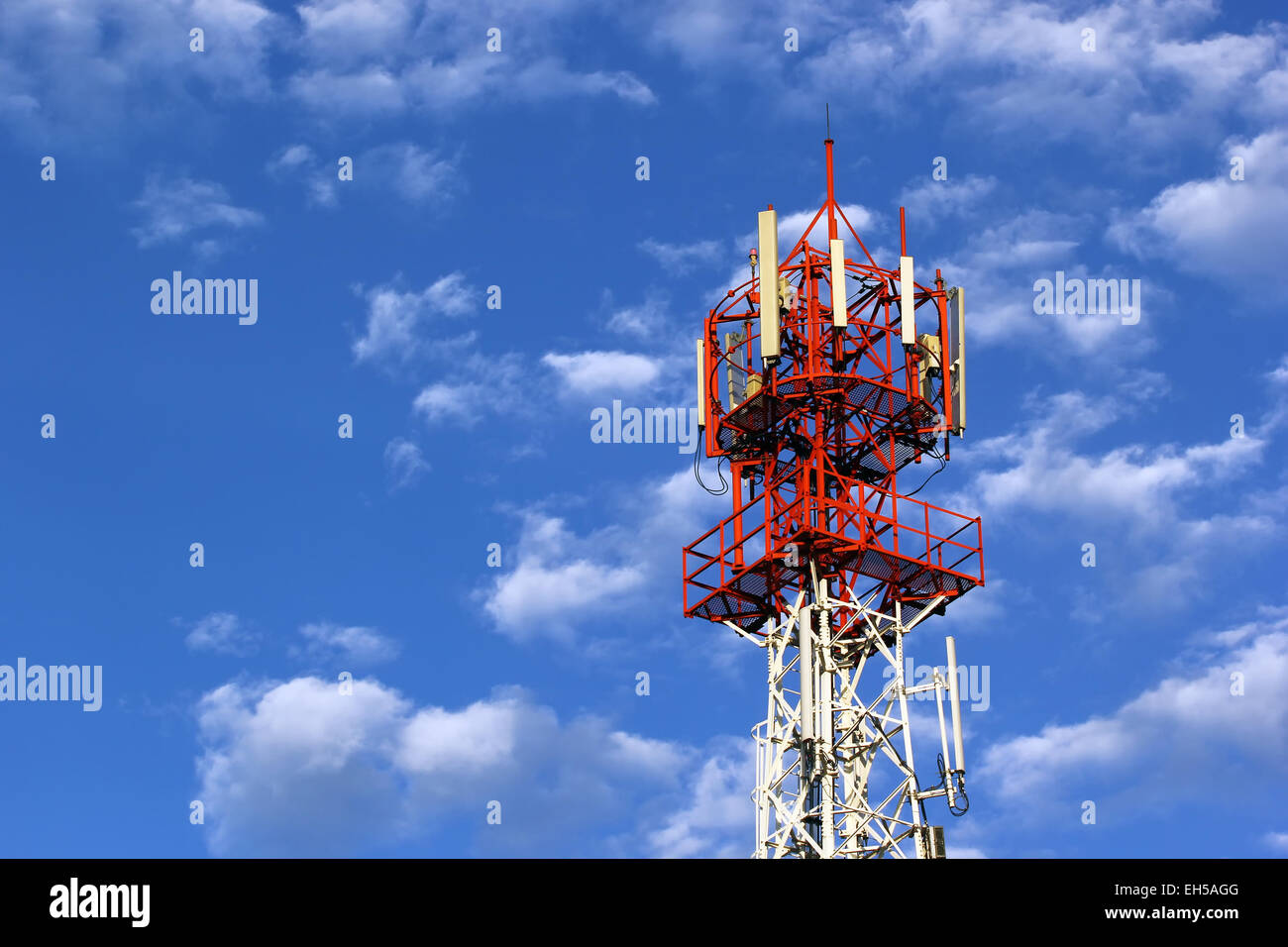 Telecommunication tower with beautiful sky Stock Photo