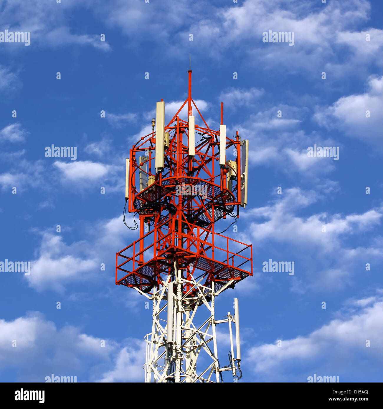 Closeup of a telecommunication tower Stock Photo
