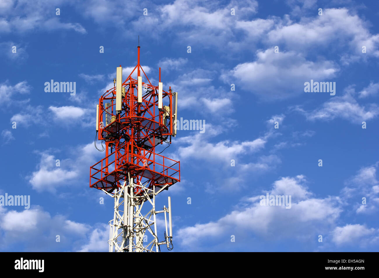 Telecommunication tower with beautiful sky Stock Photo