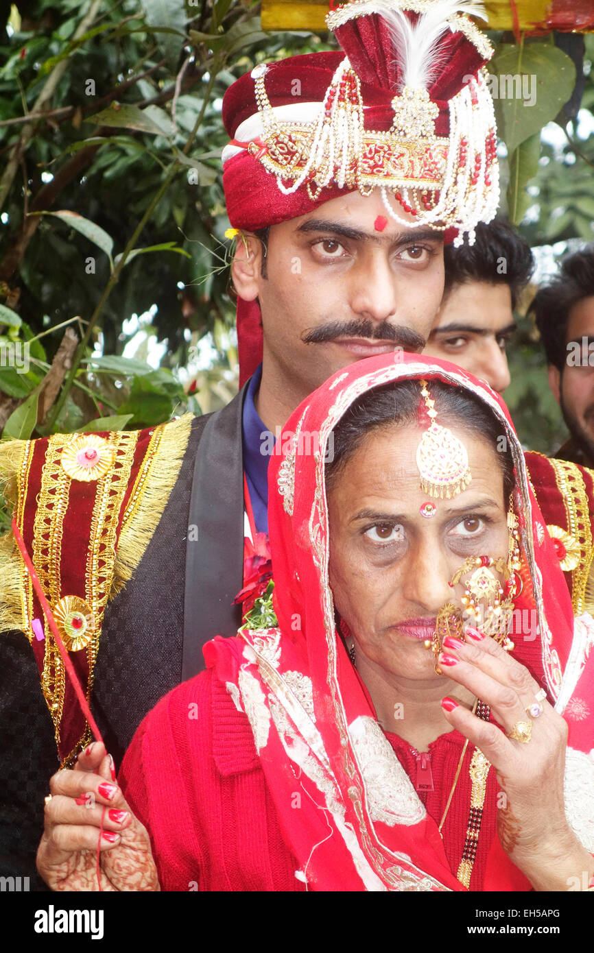 Indian groom with mother Stock Photo