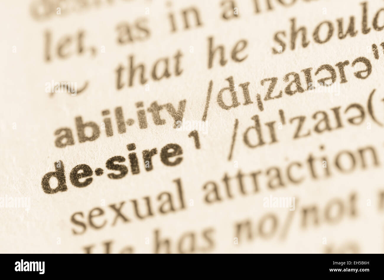 Definition of word desire in dictionary Stock Photo Alamy