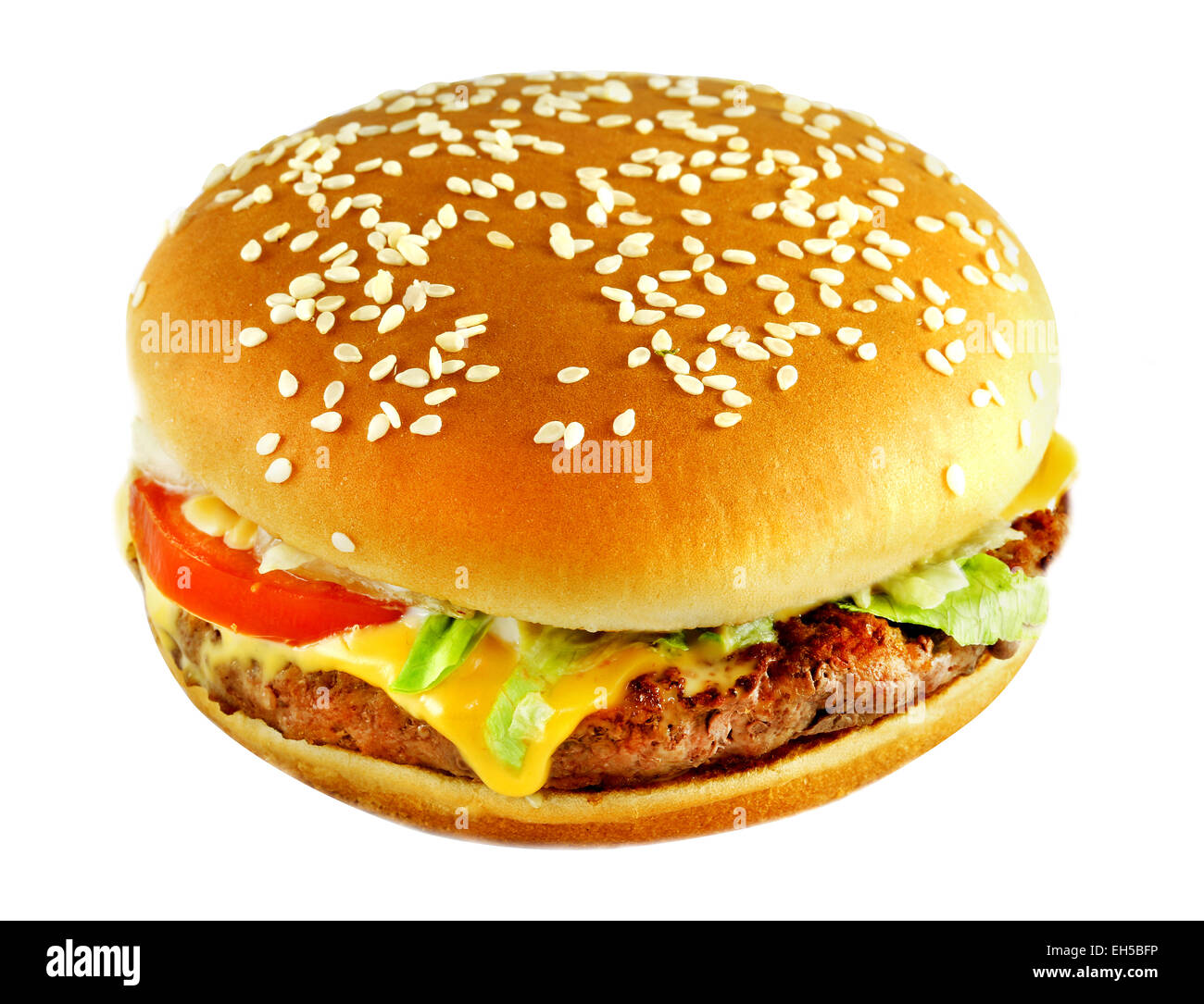 Big fresh delicious burger on a white background Stock Photo