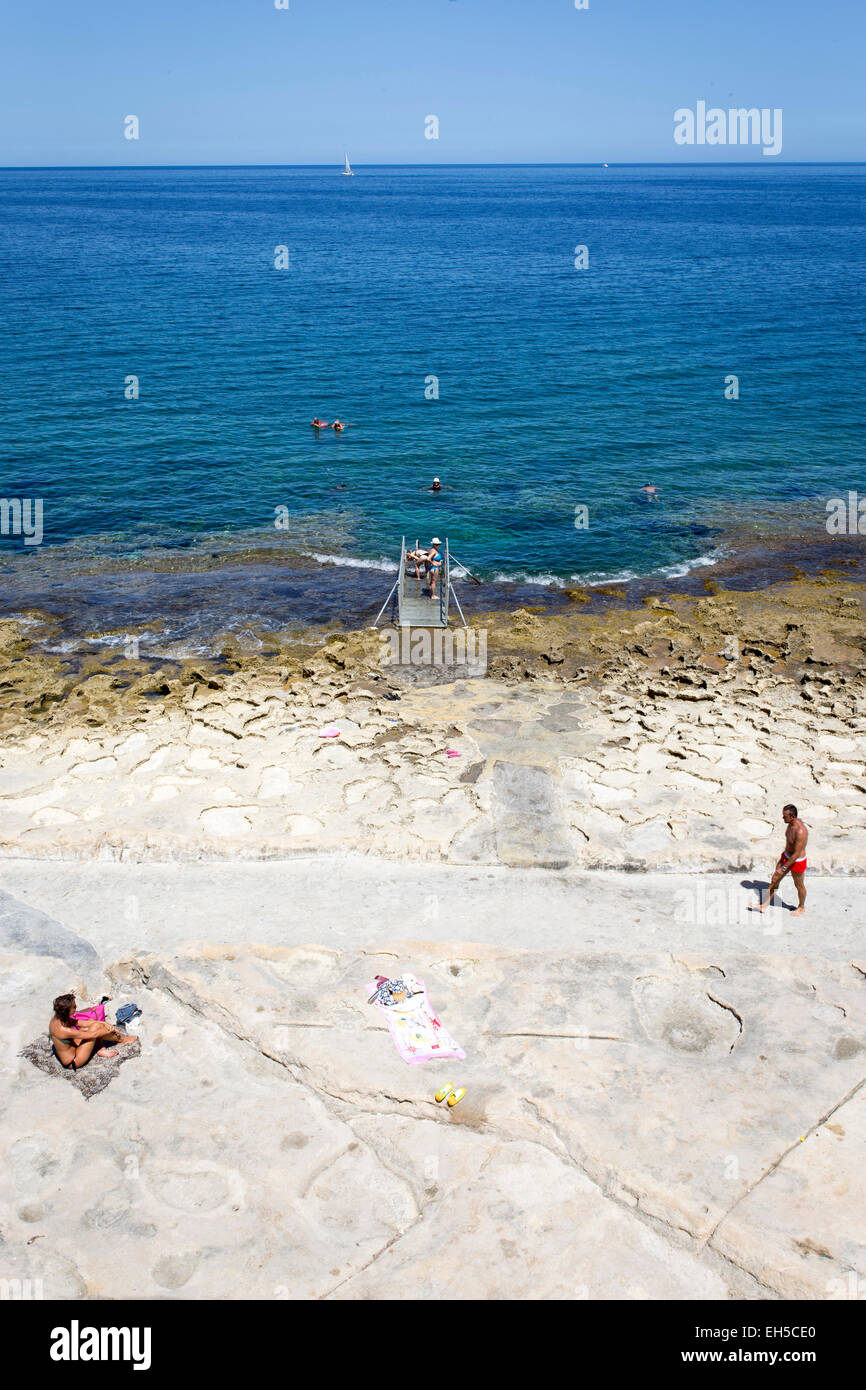 Sliema beach in Malta Stock Photo