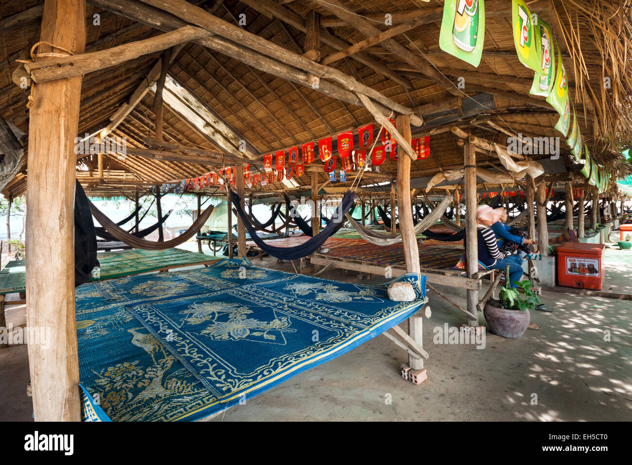 Kep, Cambodia - typical seaside restaurants and rest area. Stock Photo