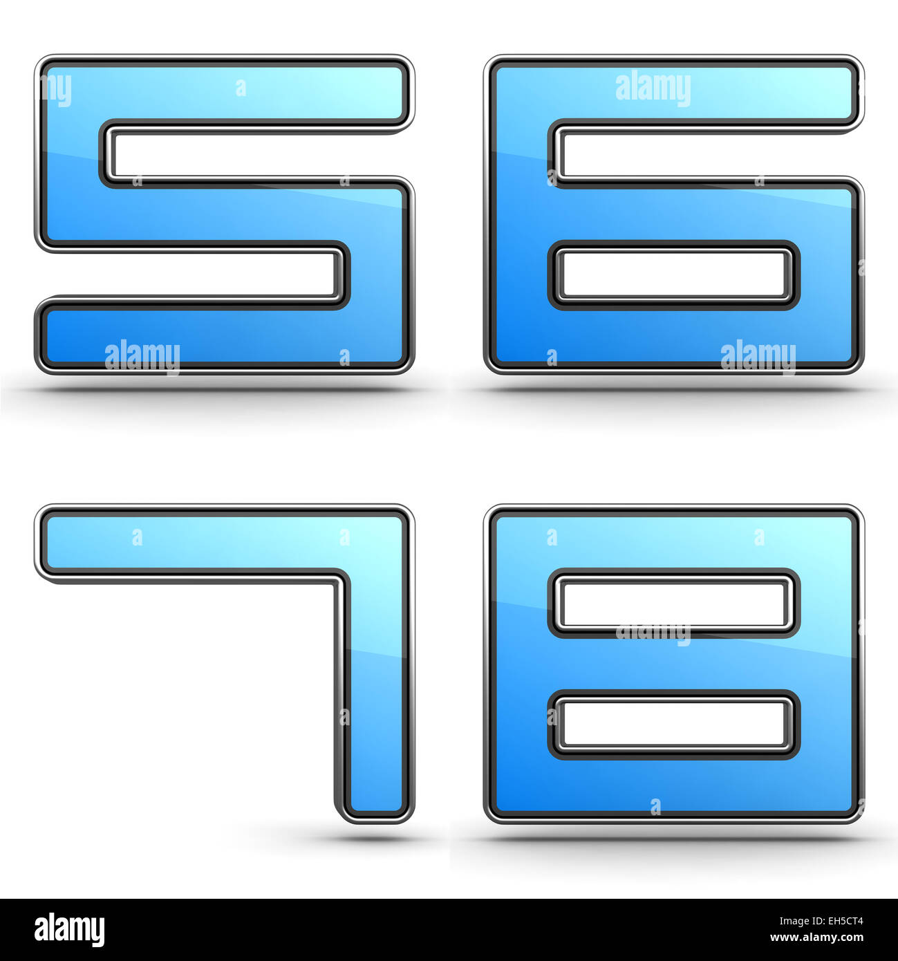 Digits 5,6,7,8 - Set of 3D Digits in Touchpad Style. Stock Photo