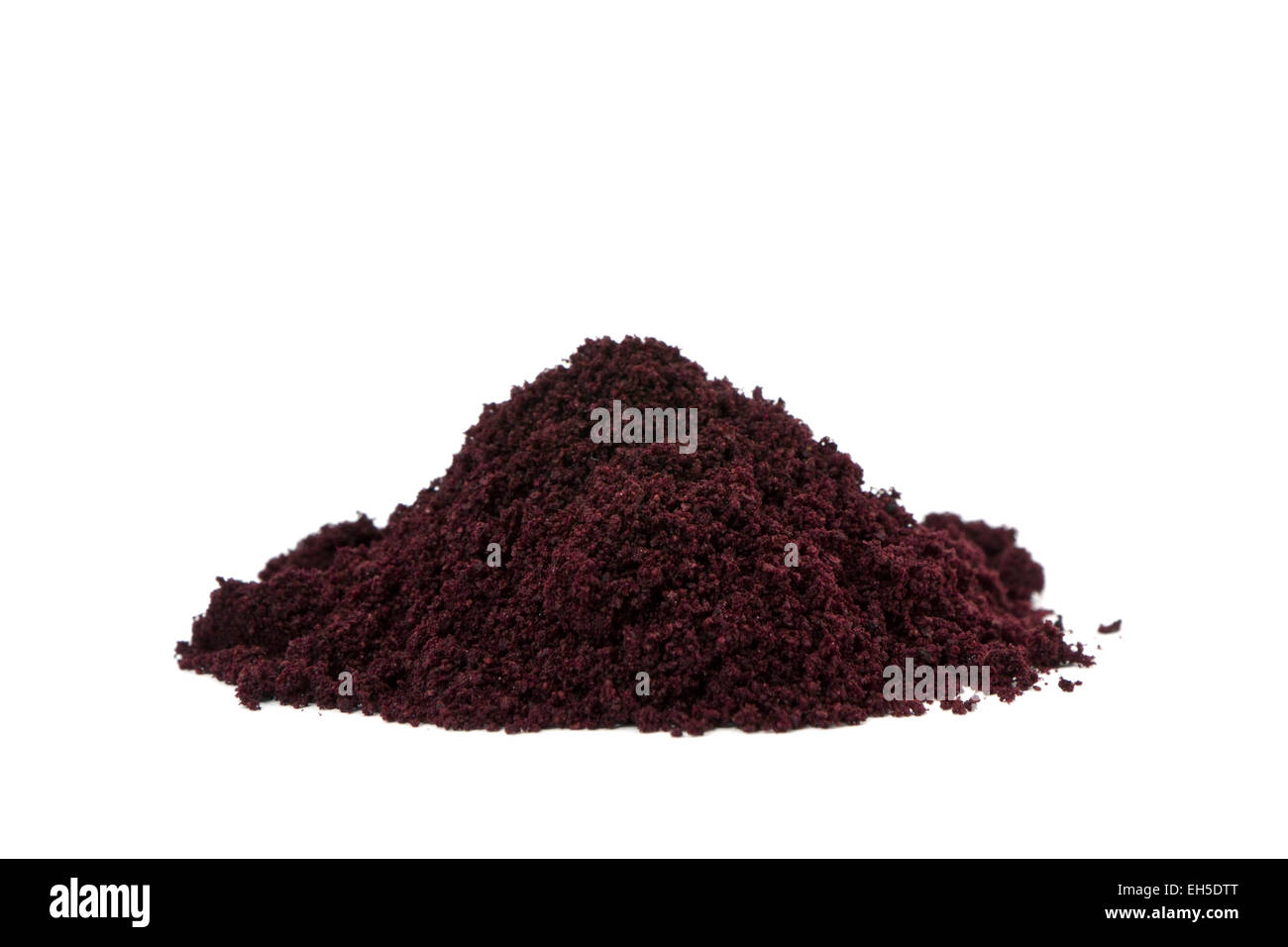 Pure organic and raw acai berry powder. Stock Photo