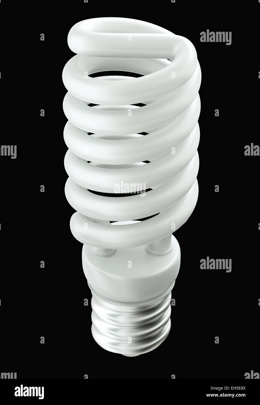 Fluorescent Energy efficient light bulb isolated on black Stock Photo