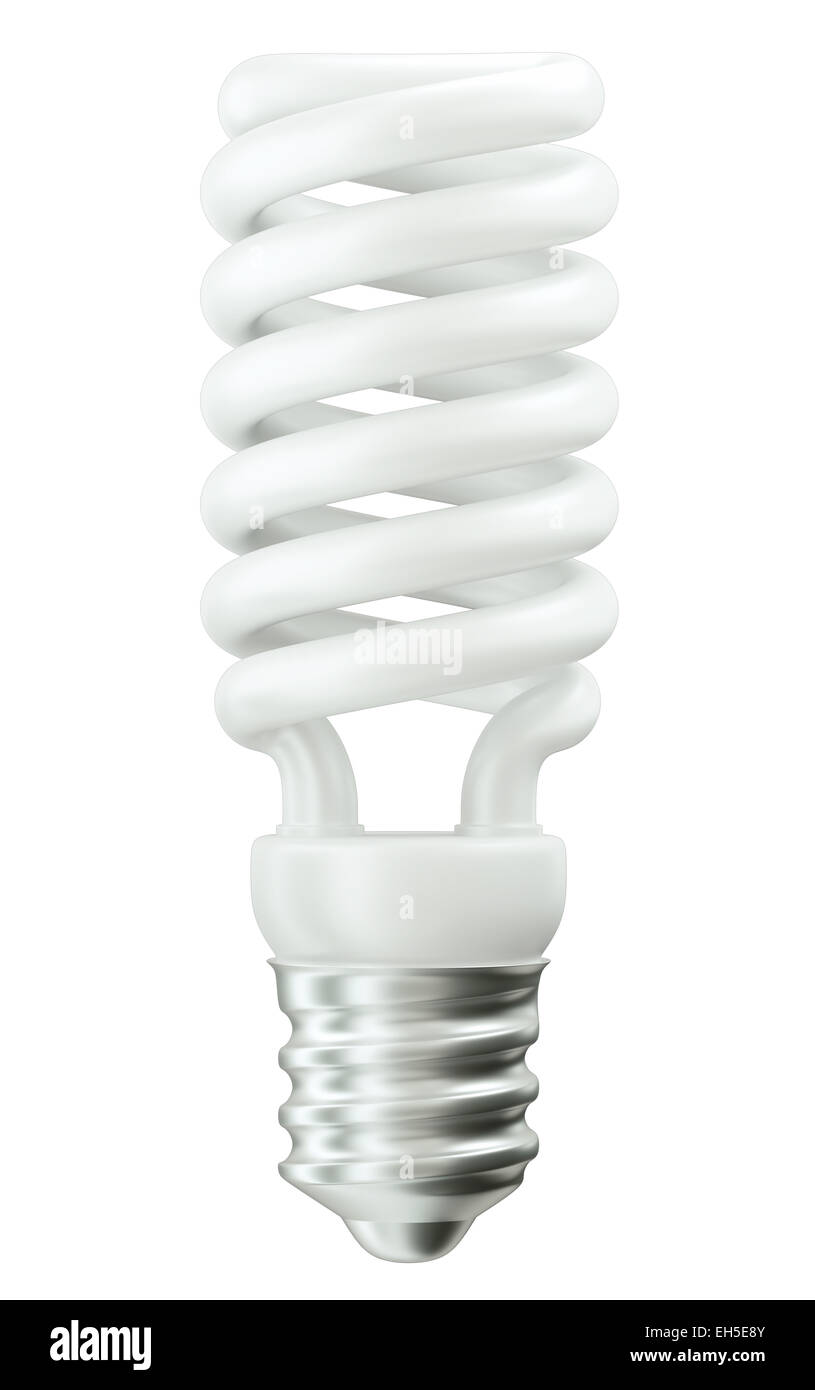 Fluorescent Energy efficient light bulb isolated over white Stock Photo