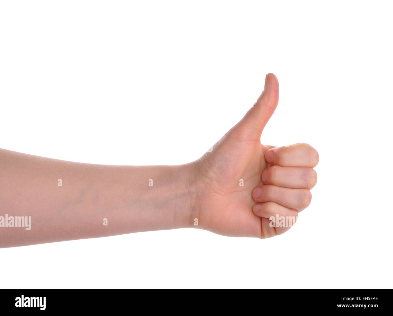 hands showing thumb up isolated over white background Stock Photo