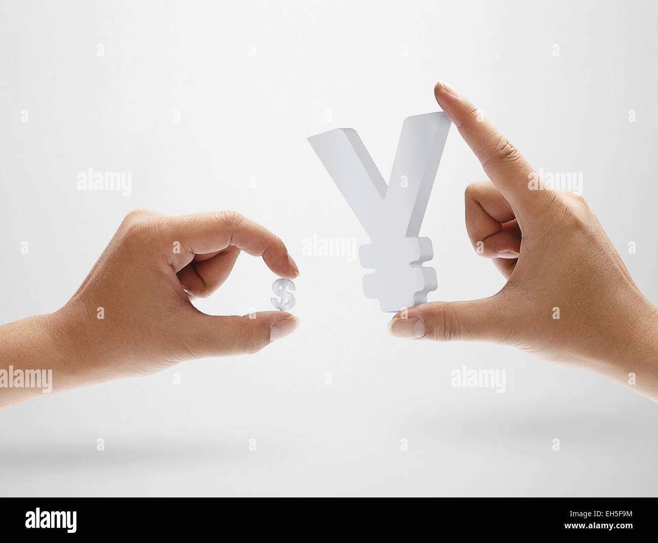 The compare of currency between dollar and yuan Stock Photo